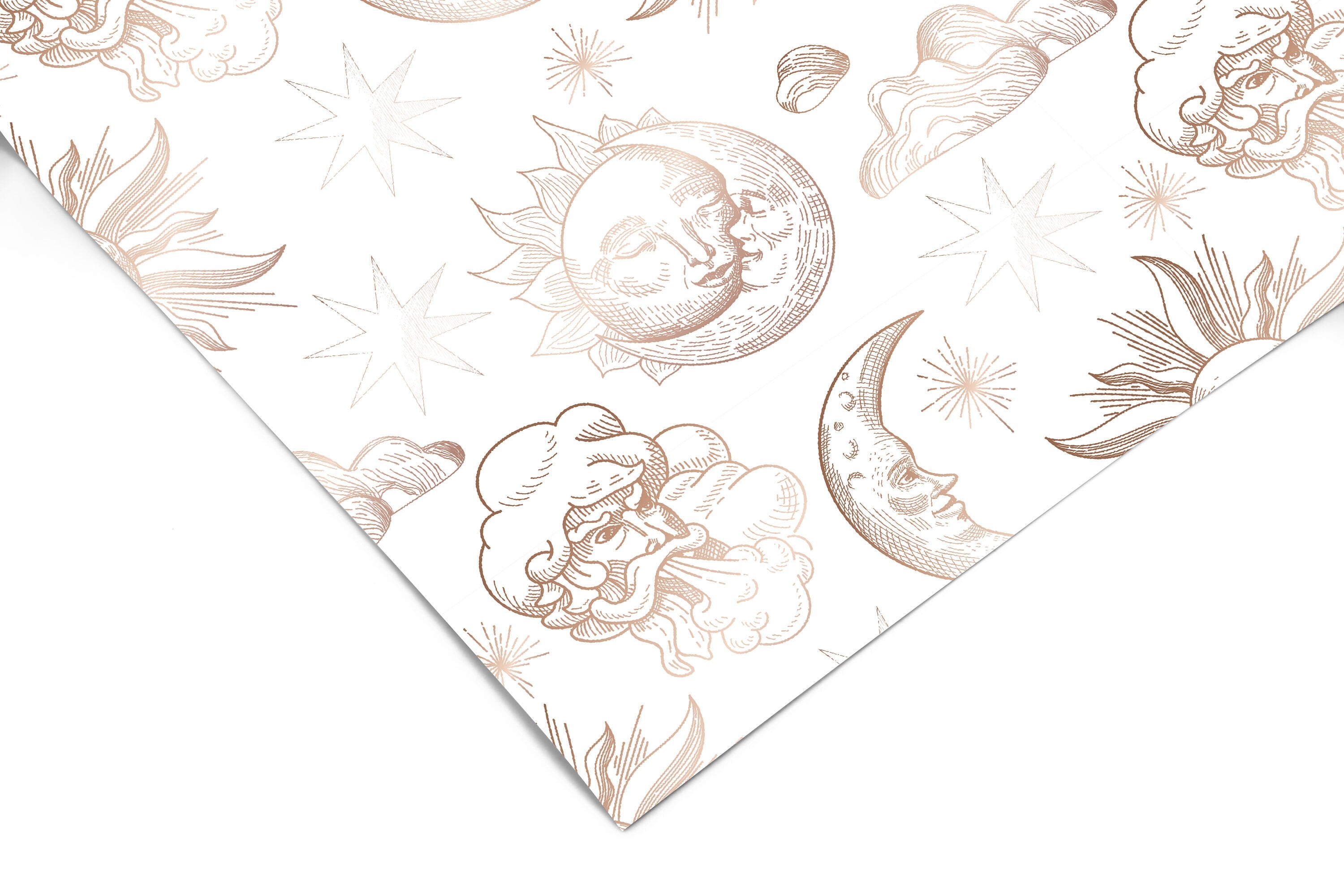 Sun and Moon Contact Paper | Peel And Stick Wallpaper | Removable Wallpaper | Shelf Liner | Drawer Liner Peel and Stick Paper 1328 - JamesAndColors