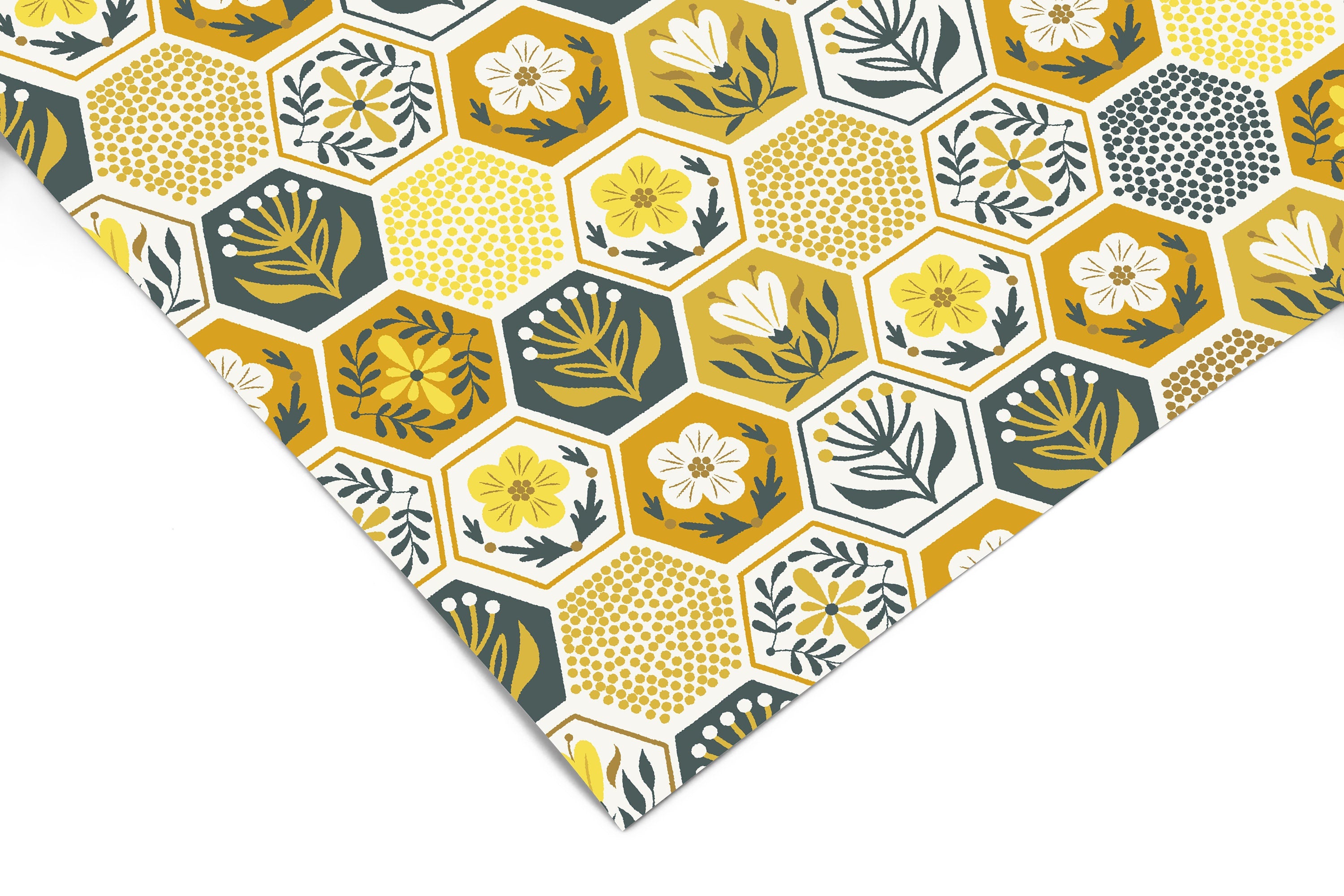 Honeycomb Floral Contact Paper | Peel And Stick Wallpaper | Removable Wallpaper | Shelf Liner | Drawer Liner | Peel and Stick Paper 1357