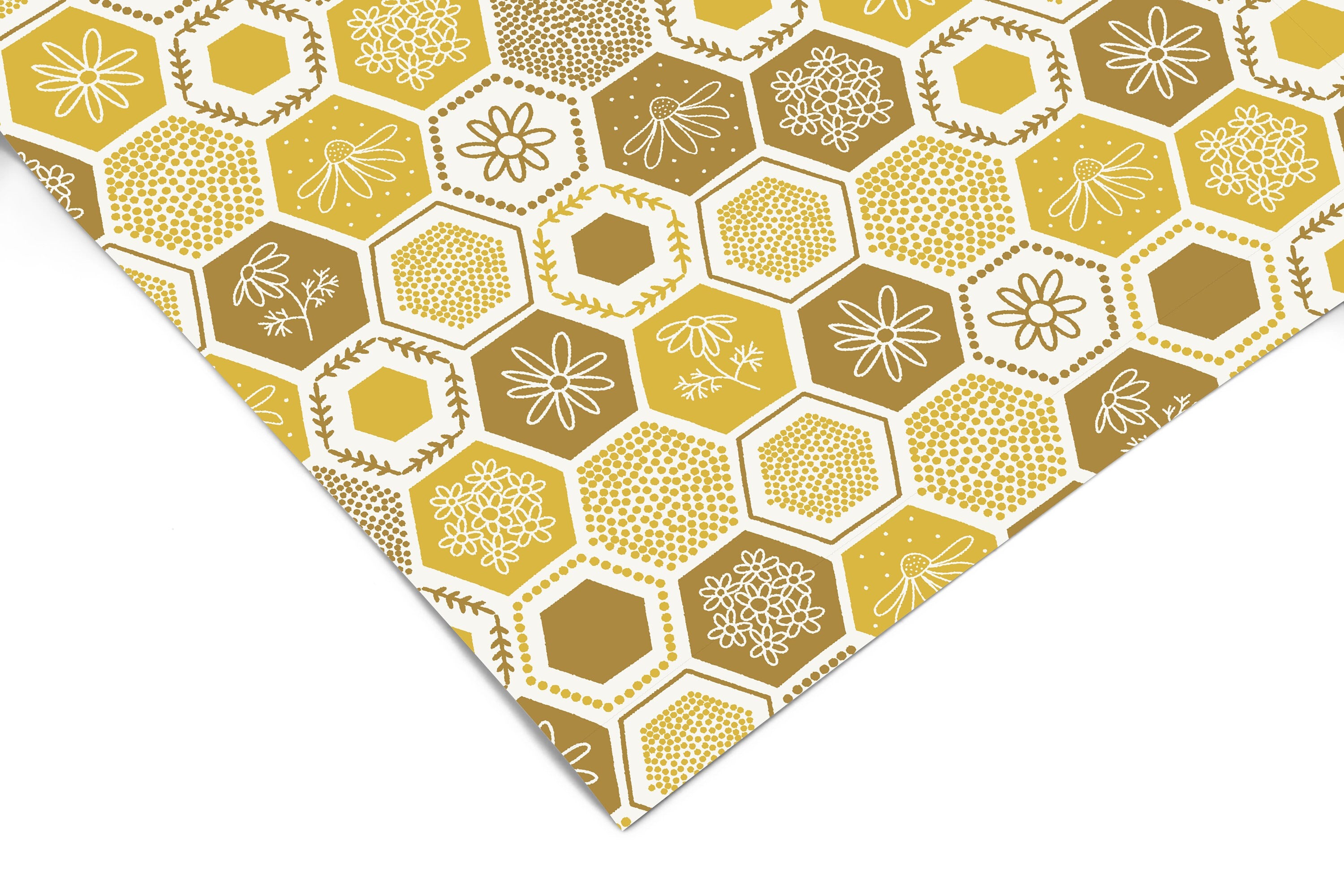 Honeycomb Haven | Golden Geometric Removable Contact Paper for Shelves, Cabinets, Walls, DIY Home Decor 1359 - James And Colors