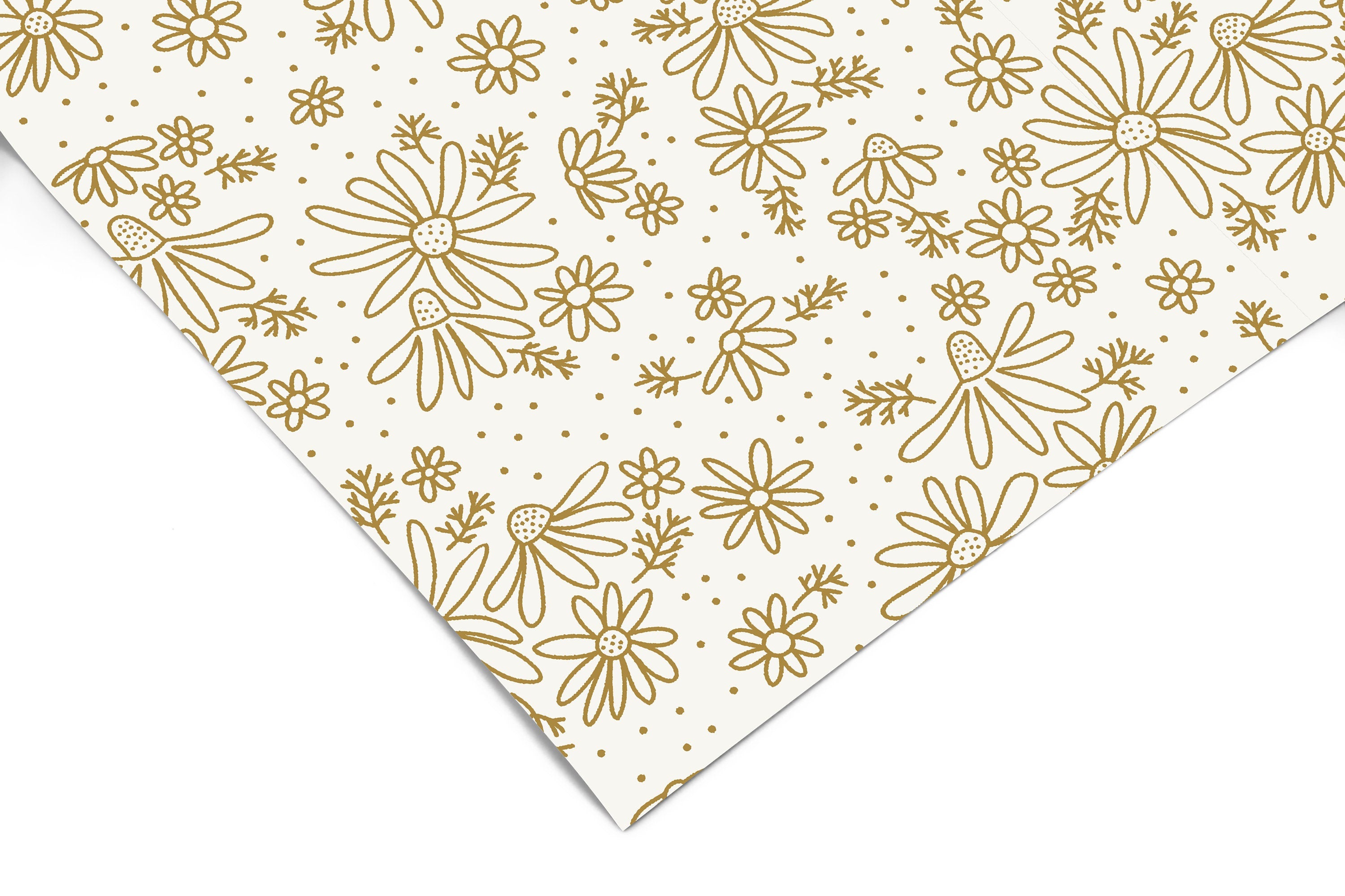Daisy Doodle | Golden Removable Contact Paper for Shelves, Cabinets, Walls, DIY Home Decor 1363 - James And Colors