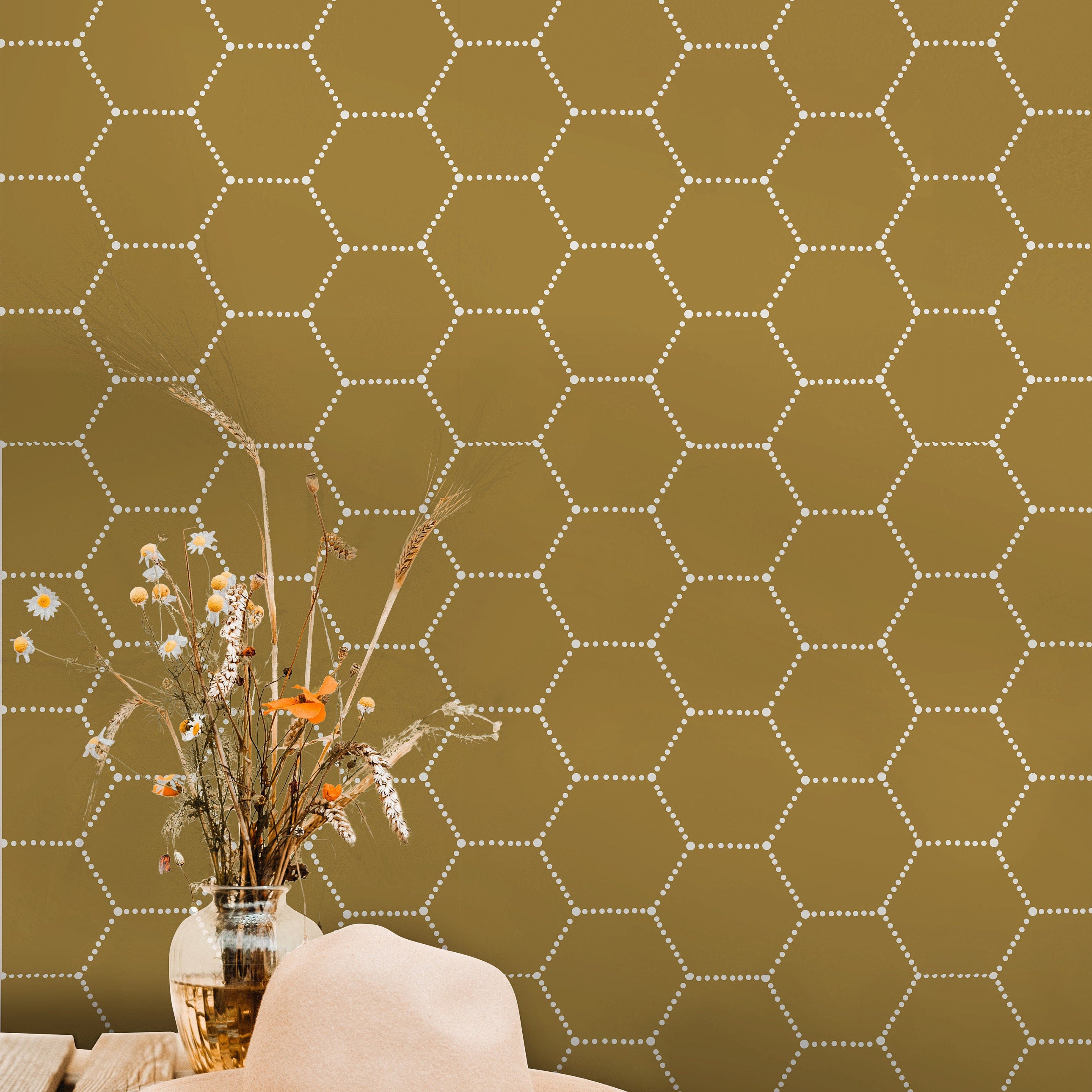 Golden Honeycomb Wallpaper Peel and Stick Wallpaper Removable Wallpaper Wall Decor Home Decor Wall Art Printable Wall Art Room Decor 340 - James And Colors