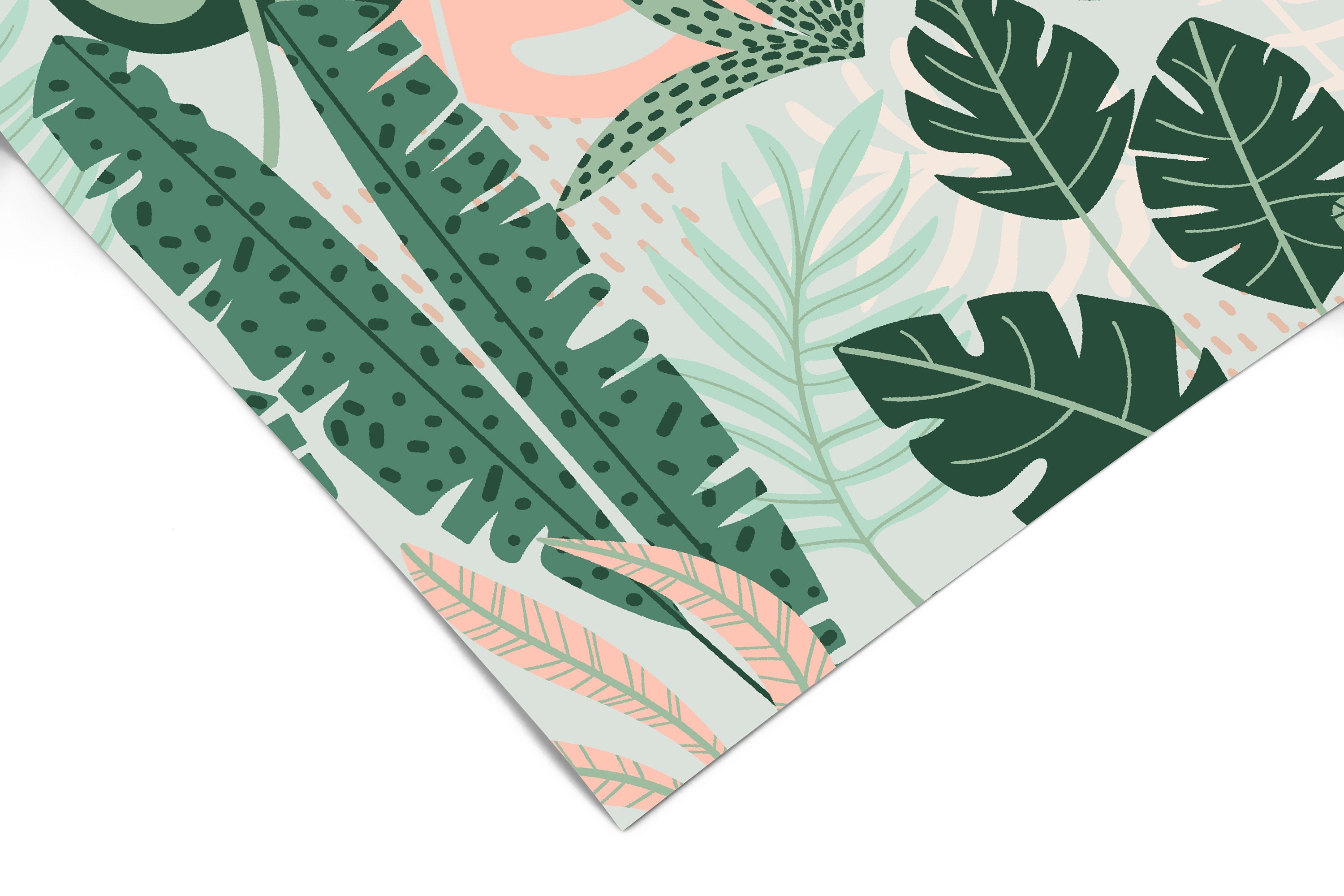 Pink Green Tropical Floral Wallpaper | Girls Nursery Wallpaper | Kids Wallpaper | Childrens Wallpaper | Peel Stick Removable Wallpaper | 362