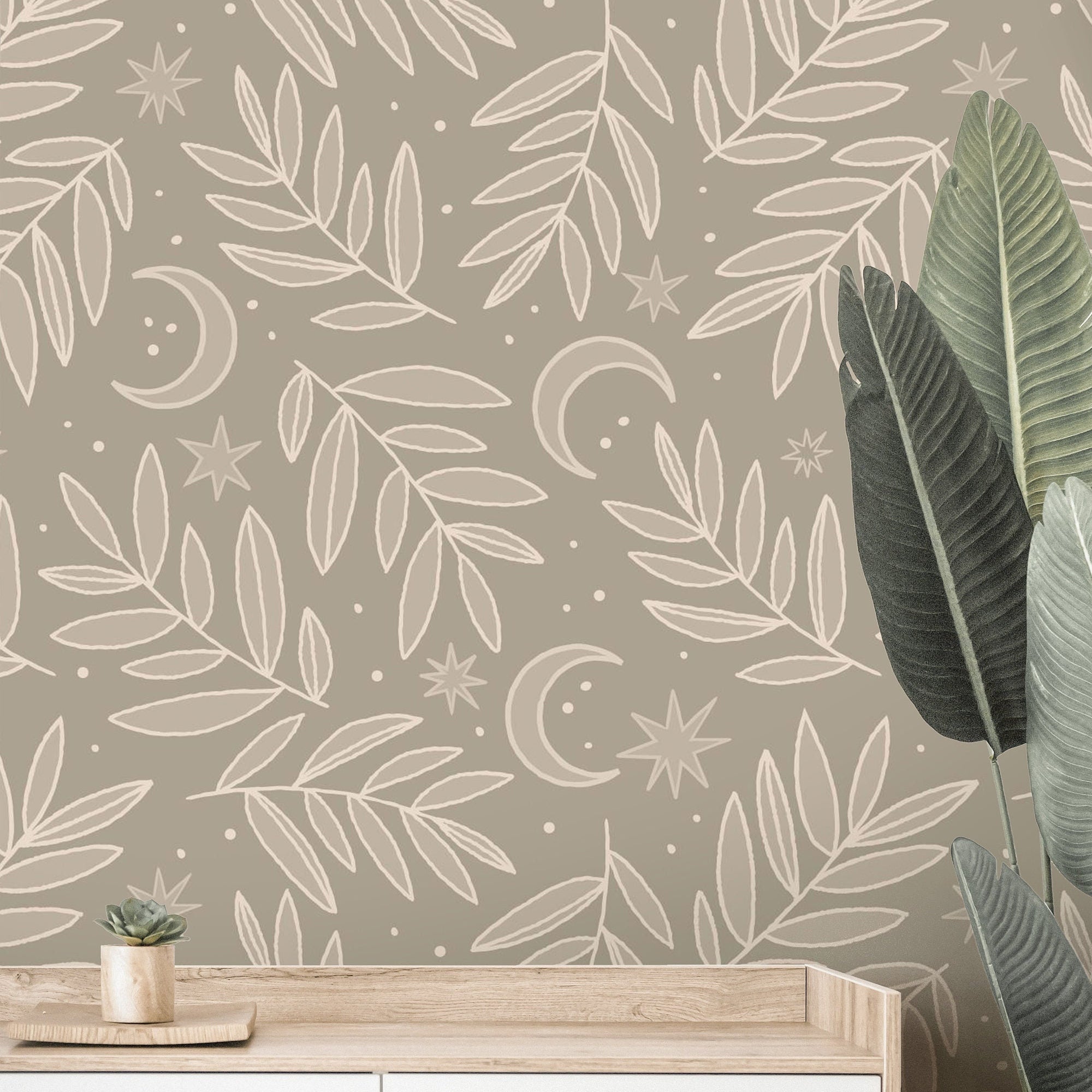 Mystic Moon Floral Wallpaper Peel and Stick Wallpaper Removable Wallpaper Wall Decor Home Decor Wall Art Printable Wall Art Room Decor 237