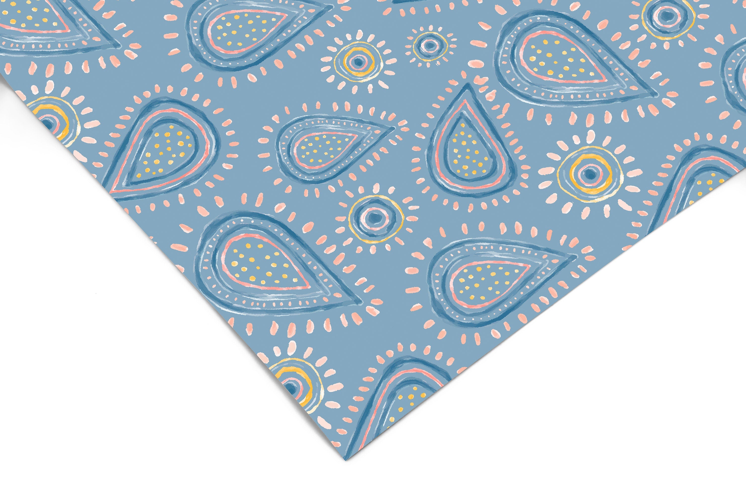 Blue Paisley Pattern Contact Paper | Peel And Stick Wallpaper | Removable Wallpaper | Shelf Liner | Drawer Liner | Peel and Stick Paper 1348 - James And Colors