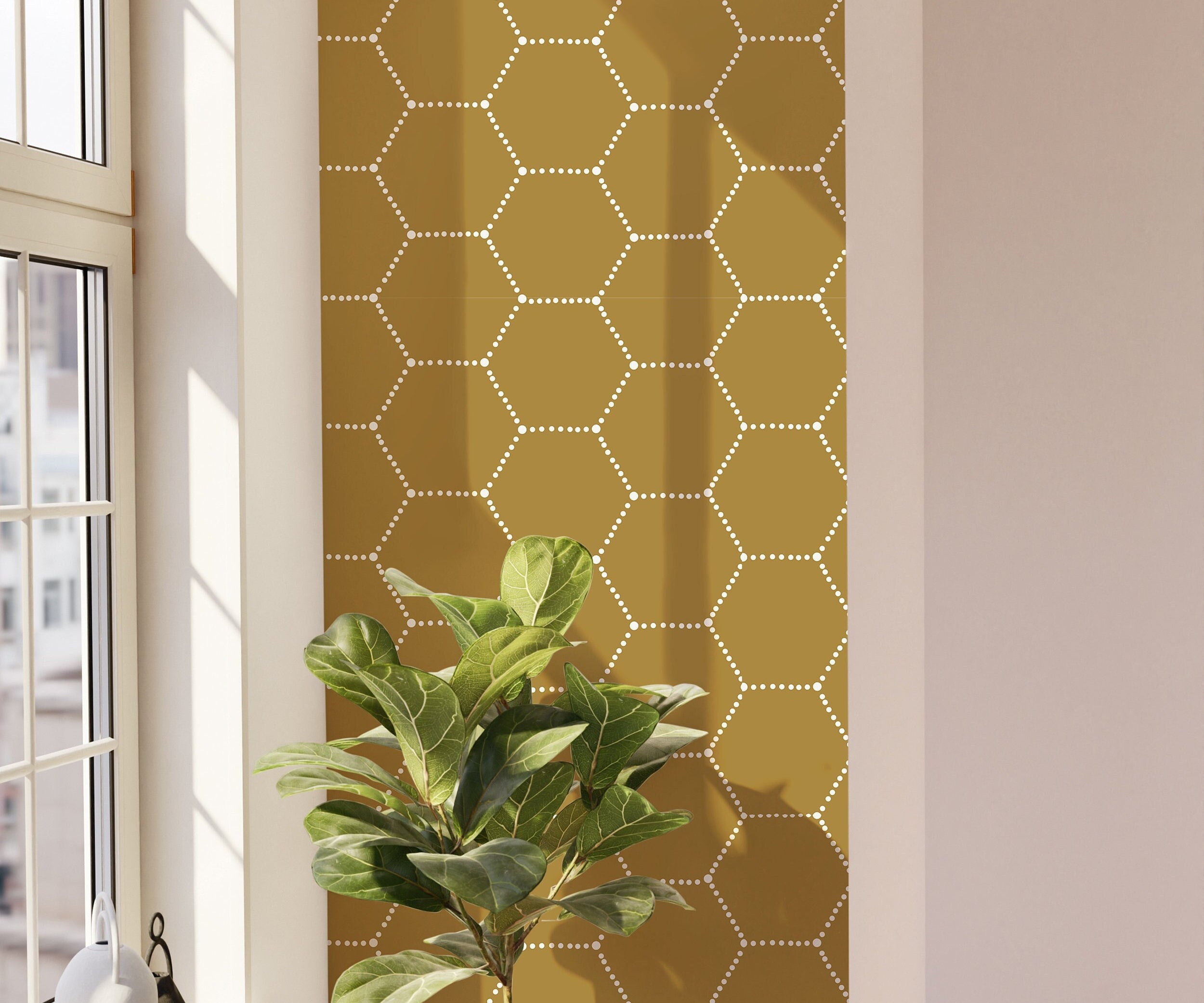 Golden Honeycomb Wallpaper Peel and Stick Wallpaper Removable Wallpaper Wall Decor Home Decor Wall Art Printable Wall Art Room Decor 340 - James And Colors