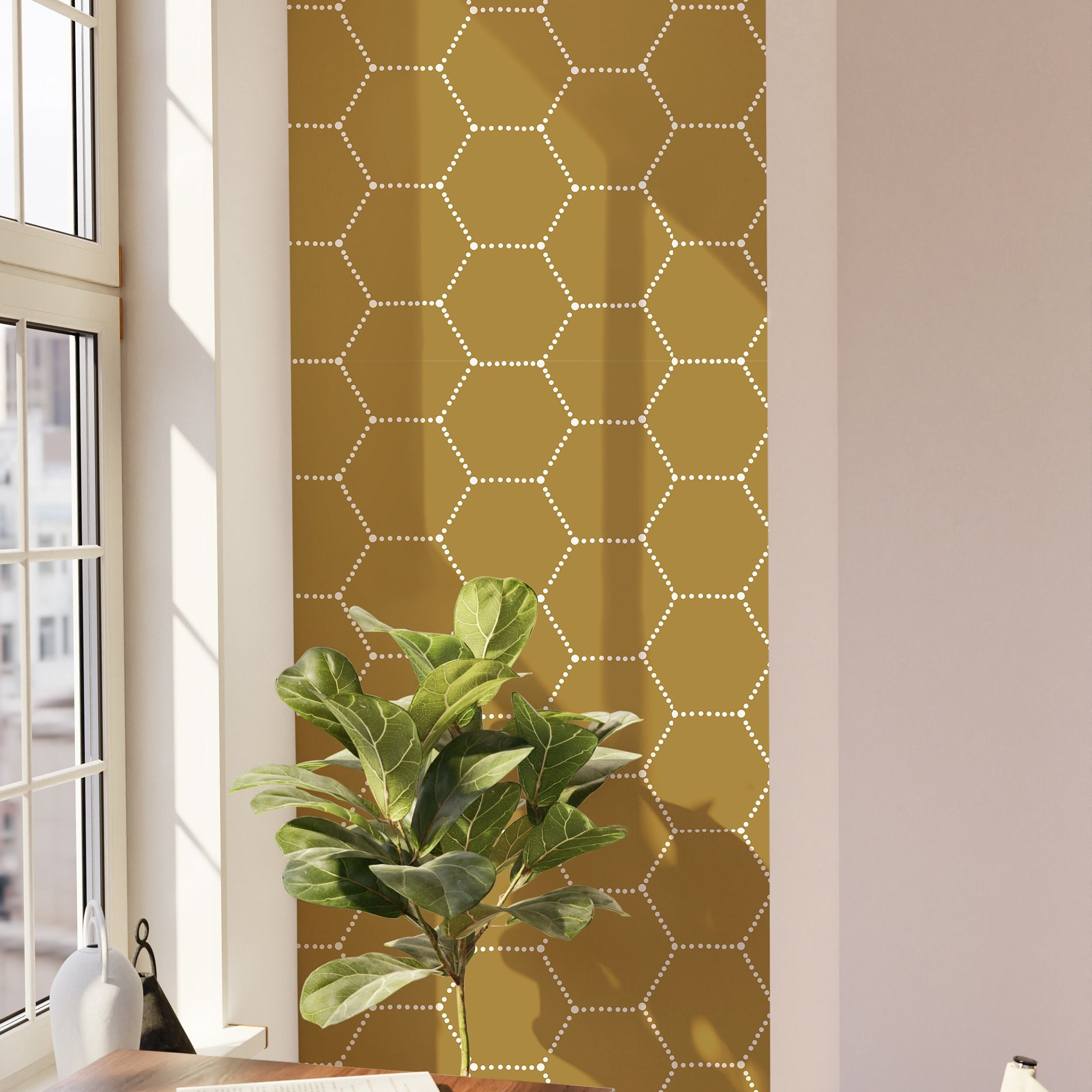 Golden Honeycomb Wallpaper Peel and Stick Wallpaper Removable Wallpaper Wall Decor Home Decor Wall Art Printable Wall Art Room Decor 340 - James And Colors