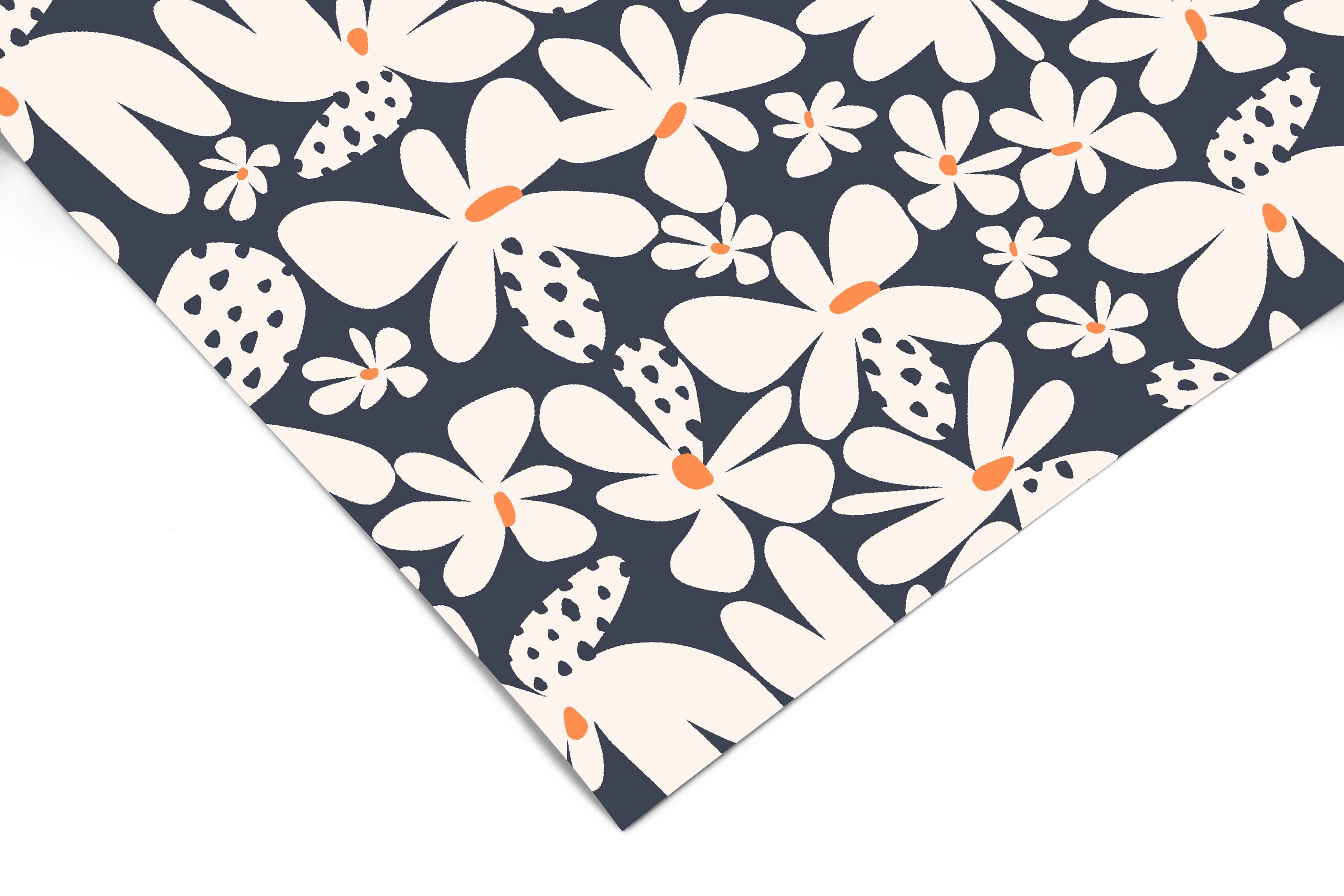 Retro Floral Navy Contact Paper | Peel And Stick Wallpaper | Removable Wallpaper | Shelf Liner | Drawer Liner | Peel and Stick Paper 1369