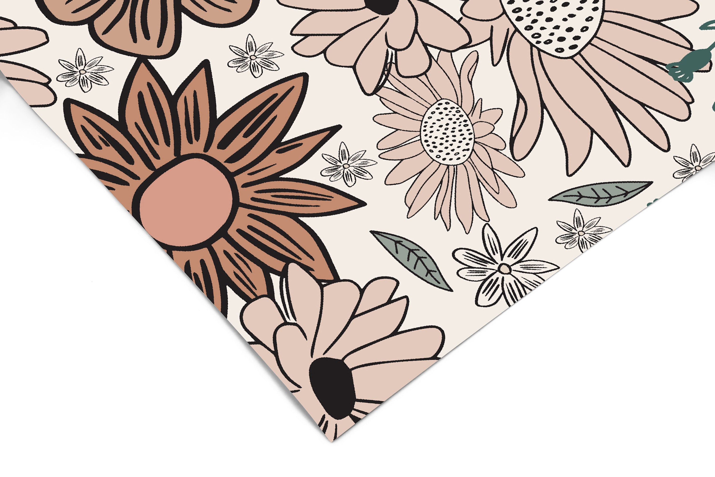 Muted Florals Boho Wallpaper | Girls Nursery Wallpaper | Kids Wallpaper | Childrens Wallpaper | Peel Stick Removable Wallpaper | 382