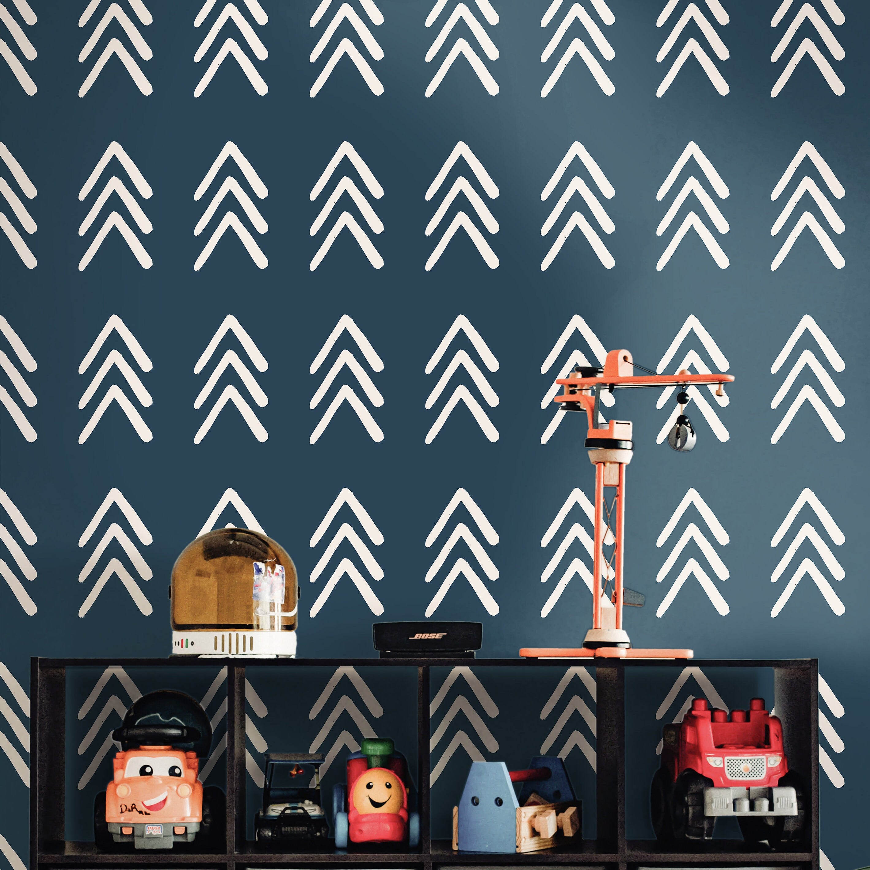 Removable Navy Chevron Wallpaper | Boys Nursery Wallpaper | Kids Wallpaper | Childrens Wallpaper | Peel Stick Wallpaper | Boys Room | 389 - James And Colors