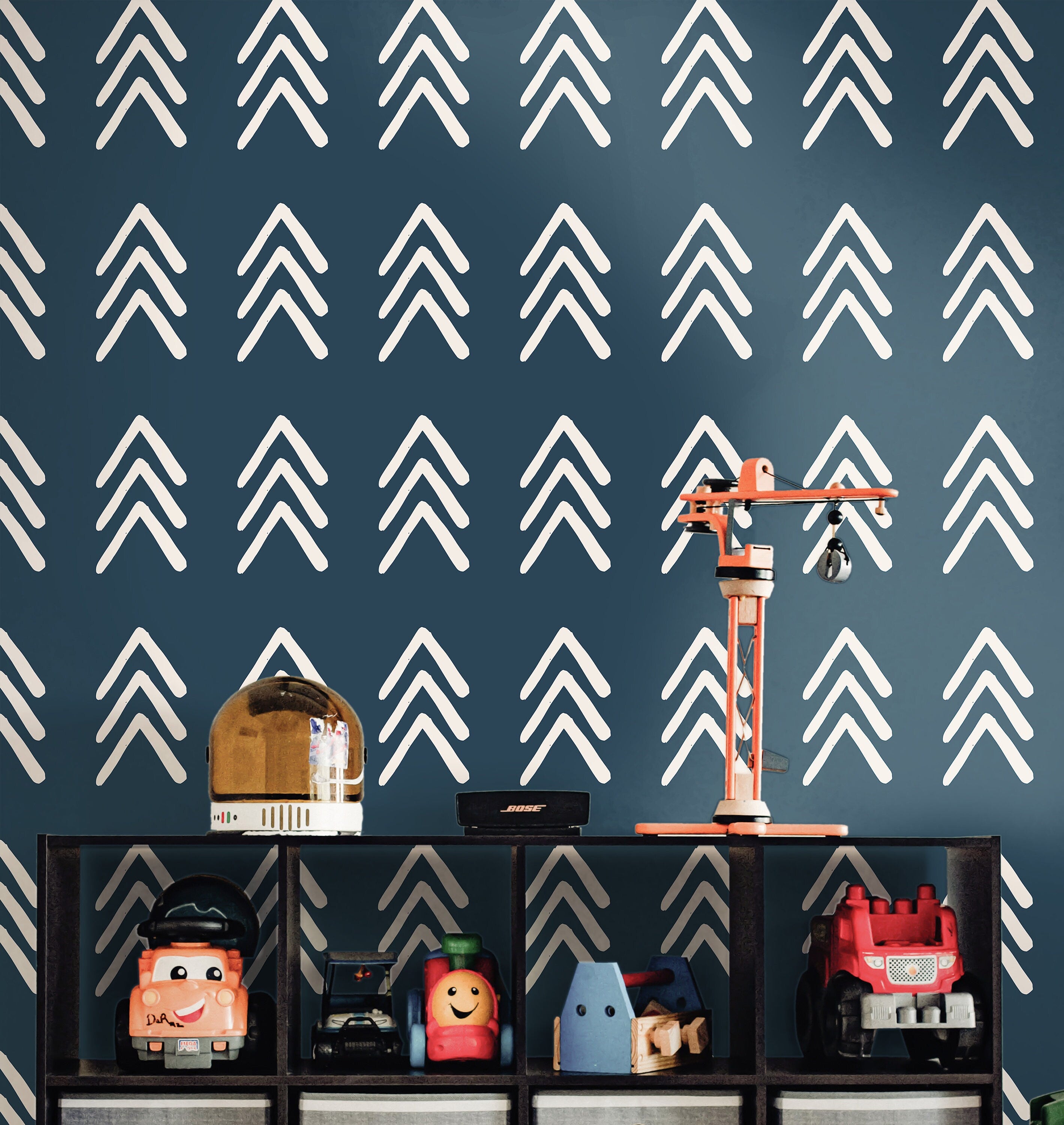 Removable Navy Chevron Wallpaper | Boys Nursery Wallpaper | Kids Wallpaper | Childrens Wallpaper | Peel Stick Wallpaper | Boys Room | 389 - James And Colors