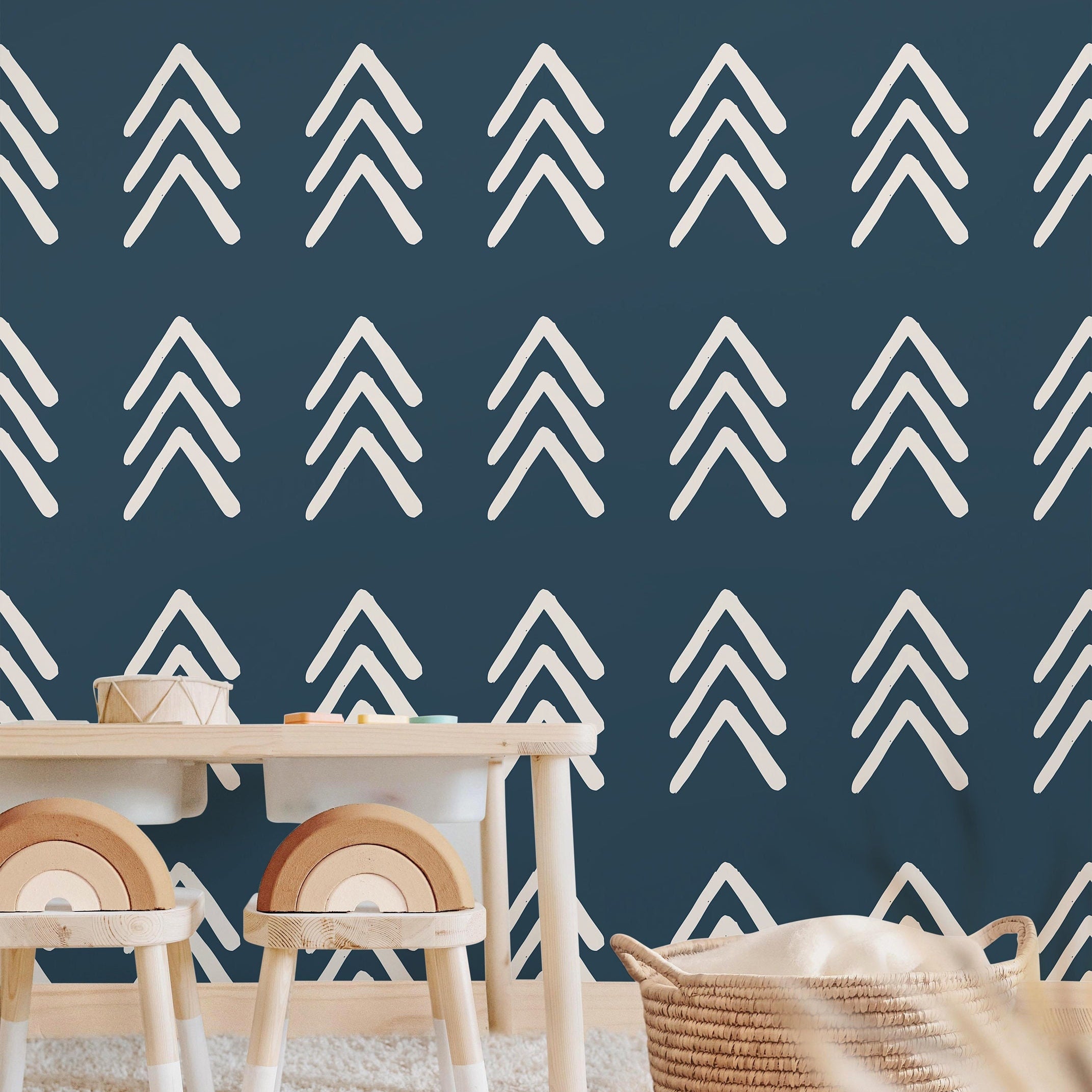Removable Navy Chevron Wallpaper | Boys Nursery Wallpaper | Kids Wallpaper | Childrens Wallpaper | Peel Stick Wallpaper | Boys Room | 389 - James And Colors