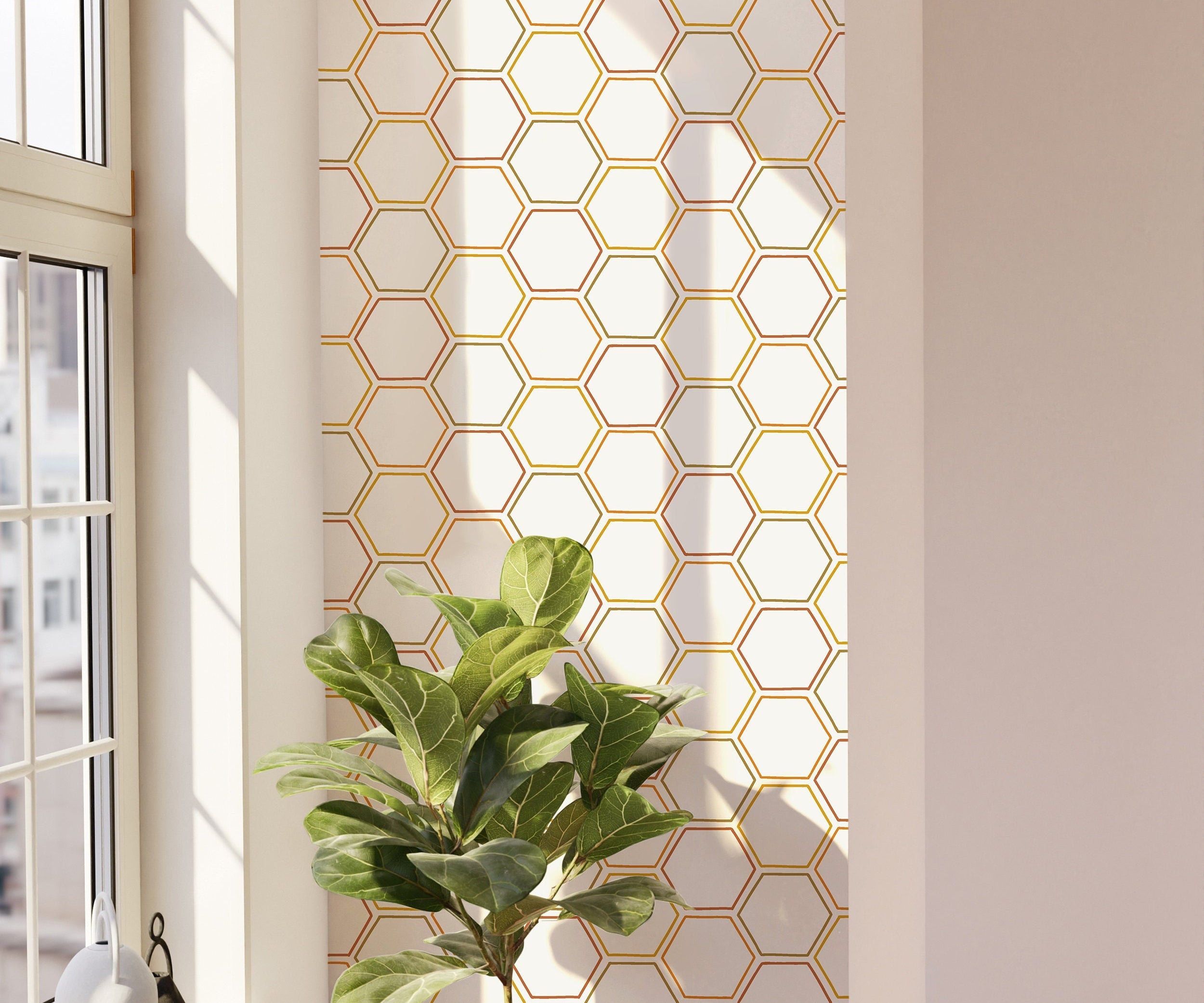 Geometric Honeycomb Wallpaper Peel and Stick Wallpaper Removable Wallpaper Wall Decor Home Decor Wall Art Printable Wall Art Room Decor 343 - James And Colors