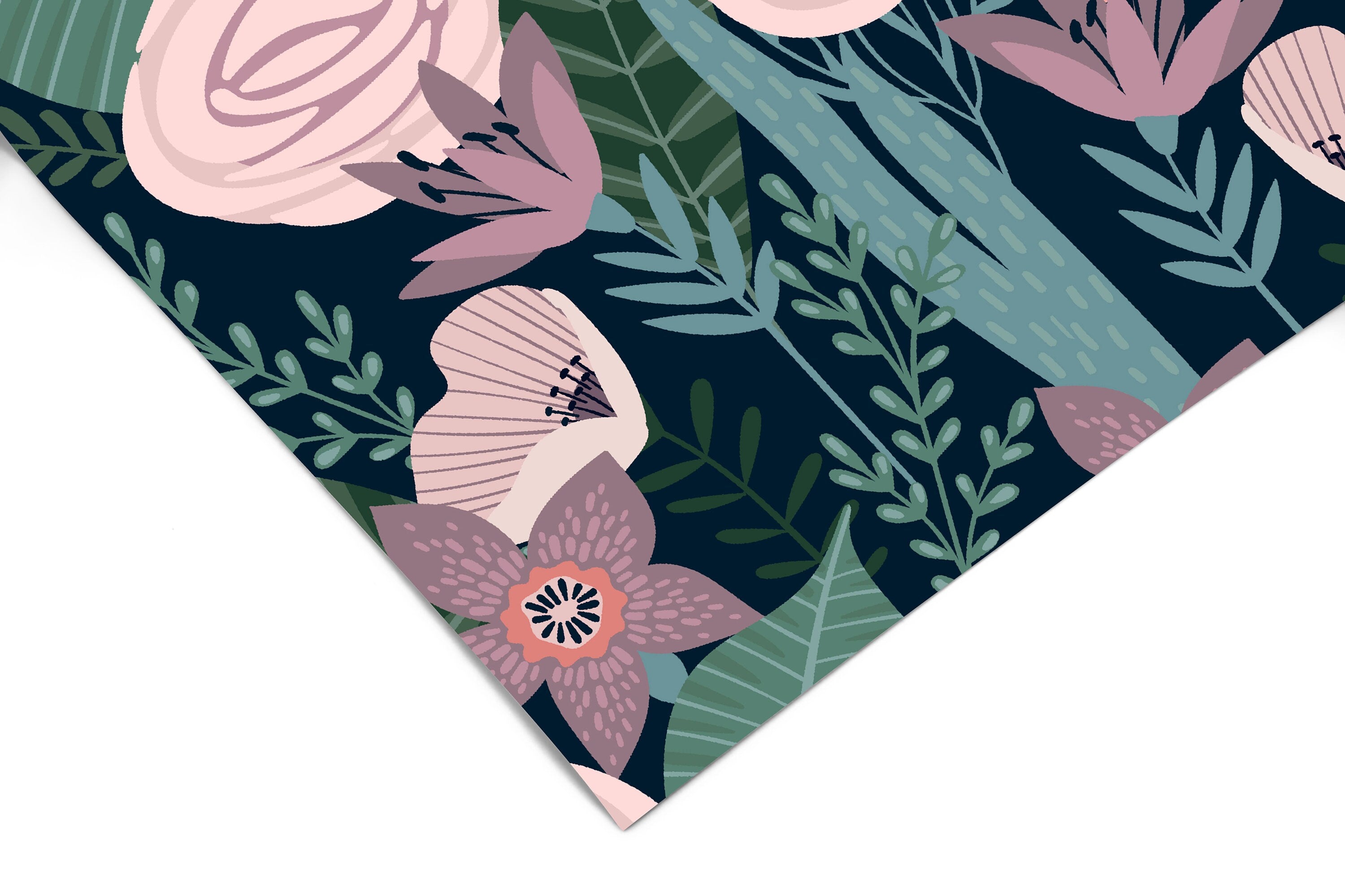 Dark Tropical Floral Wallpaper | Girls Nursery Wallpaper | Kids Wallpaper | Childrens Wallpaper | Peel Stick Removable Wallpaper | 358