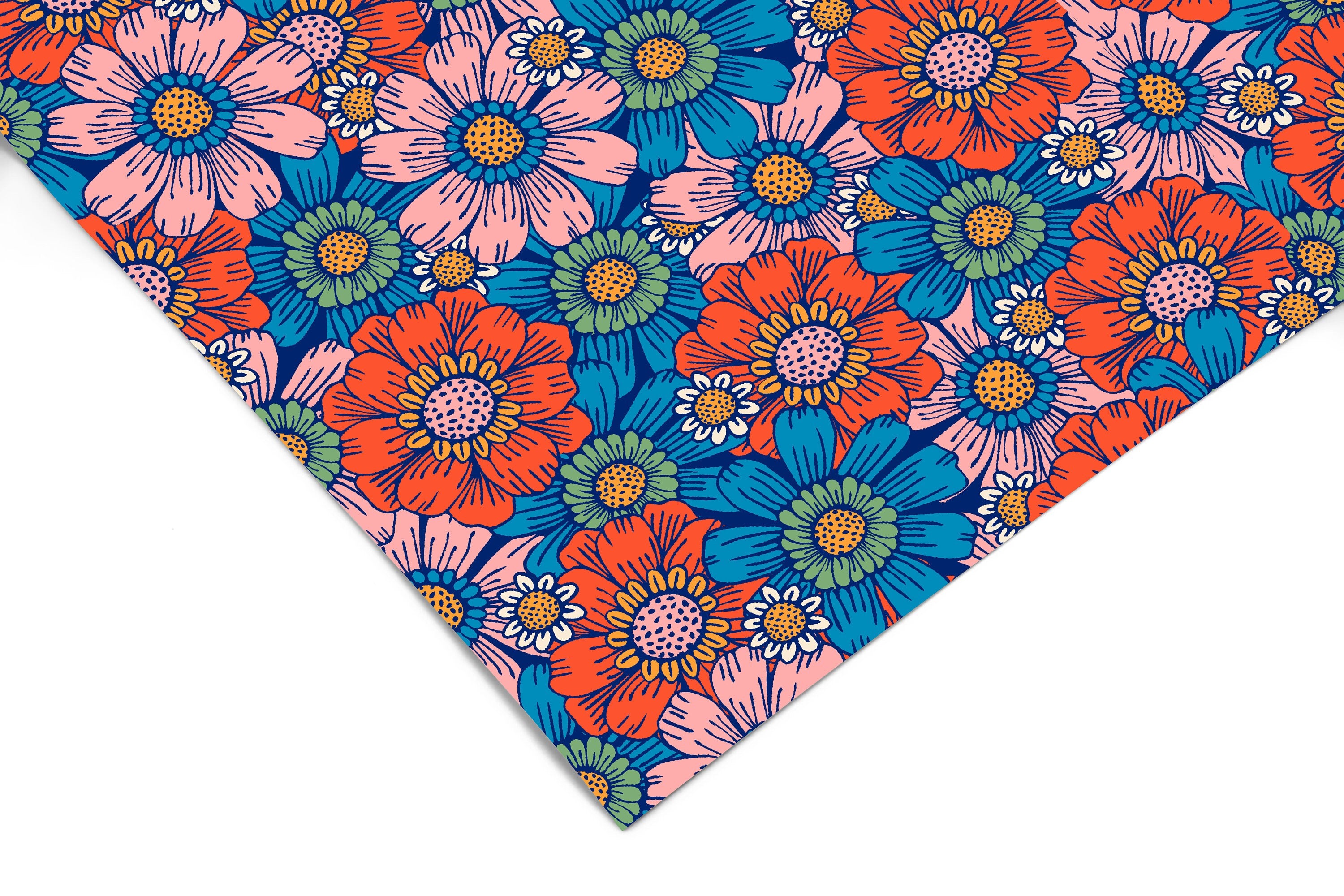 Bright Floral Contact Paper | Peel And Stick Paper | Removable Wallpaper | Shelf Liner | Drawer Liner | Peel and Stick Wallpaper 1382