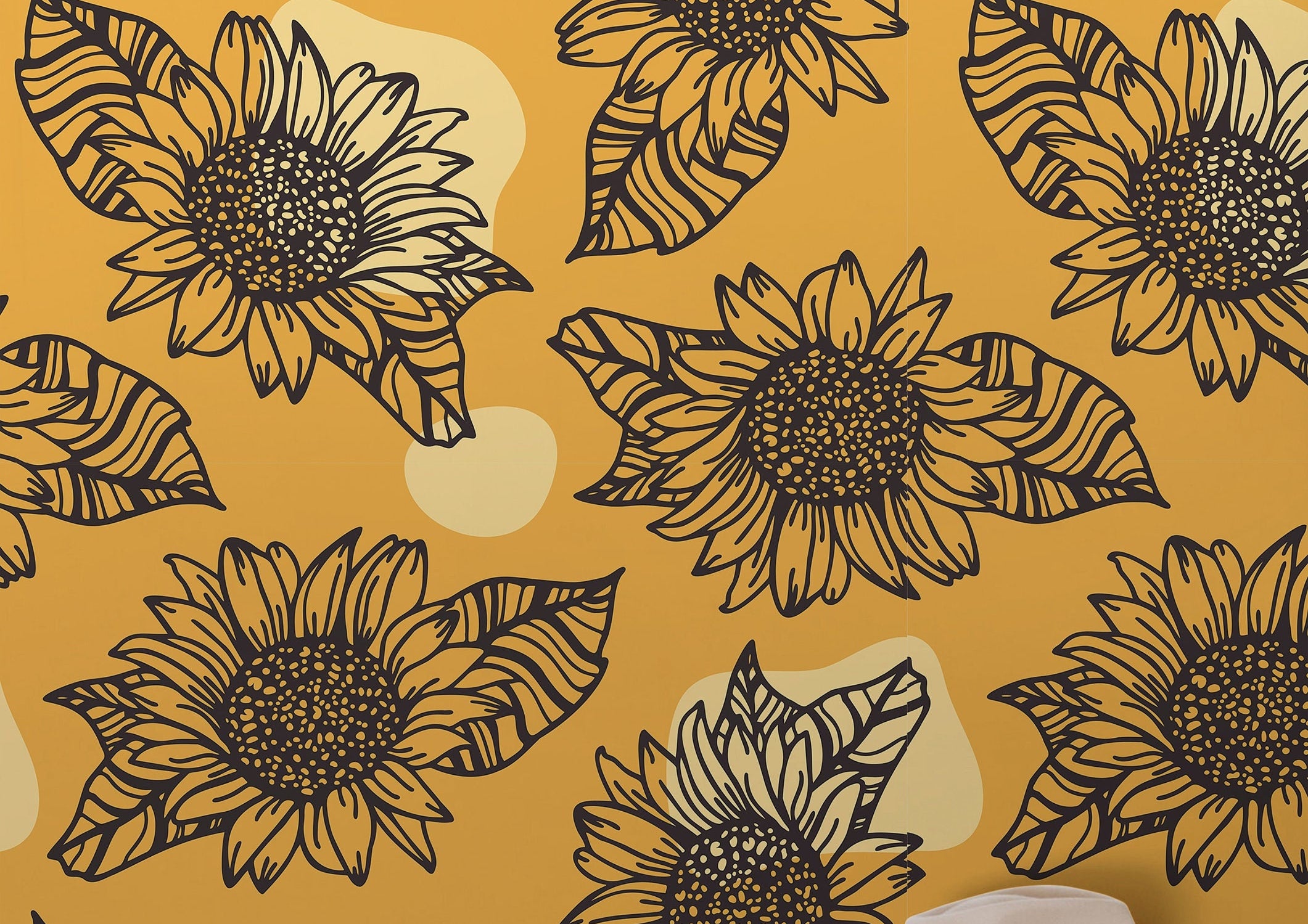Wallpaper Peel and Stick Wallpaper Abstract Sunflowers Floral Removable Wallpaper Wall Decor Home Decor Wall Art Room Decor 392