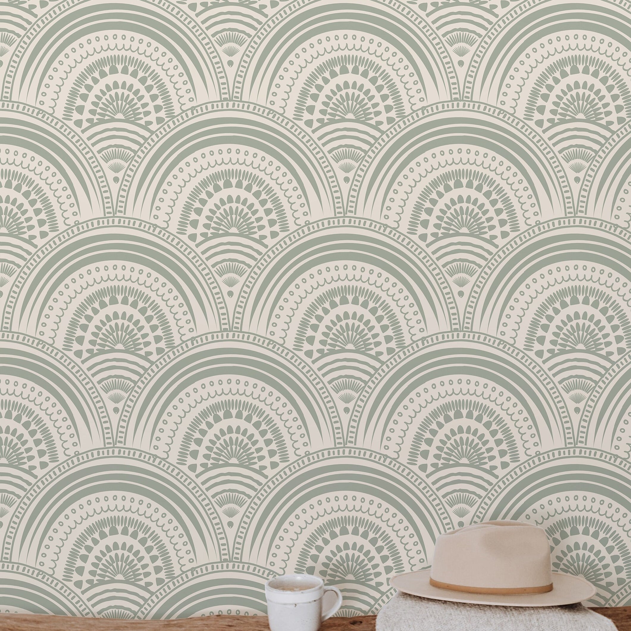 Wallpaper Peel and Stick Wallpaper Sage Green Decorative Boho Removable Wallpaper Wall Decor Home Decor Wall Art Room Decor 415 - James And Colors