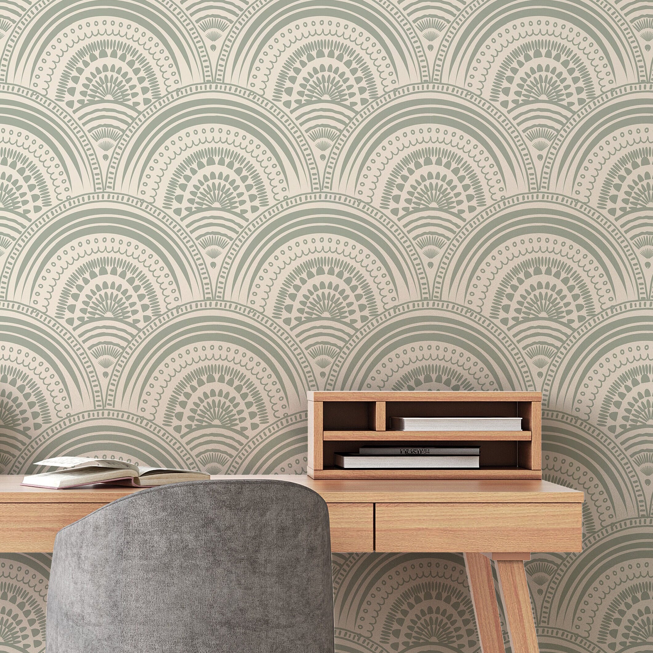 Wallpaper Peel and Stick Wallpaper Sage Green Decorative Boho Removable Wallpaper Wall Decor Home Decor Wall Art Room Decor 415 - James And Colors