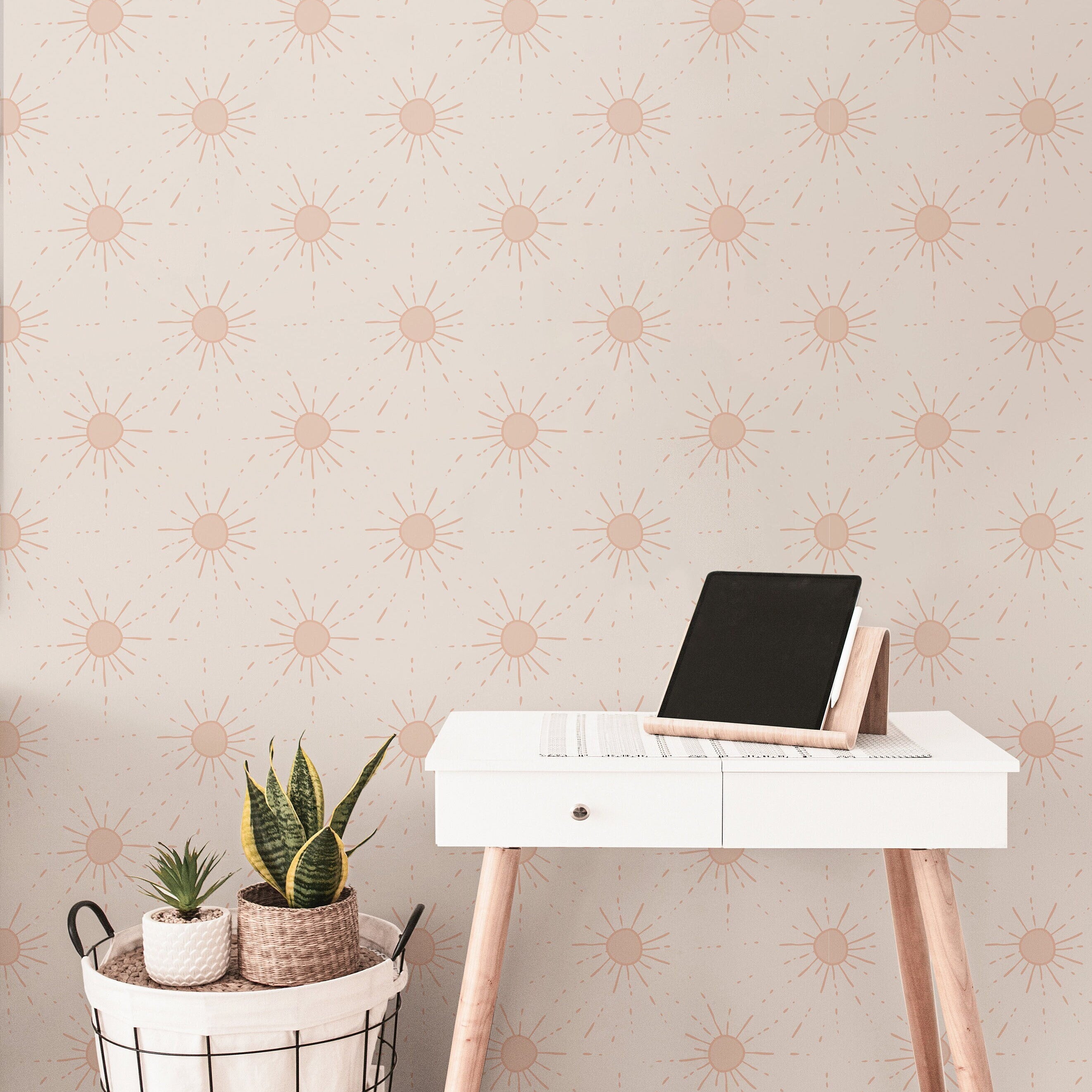 Wallpaper Peel and Stick Wallpaper Pink Boho Sun Burst Removable Wallpaper Wall Decor Home Decor Wall Art Room Decor 417 - James And Colors