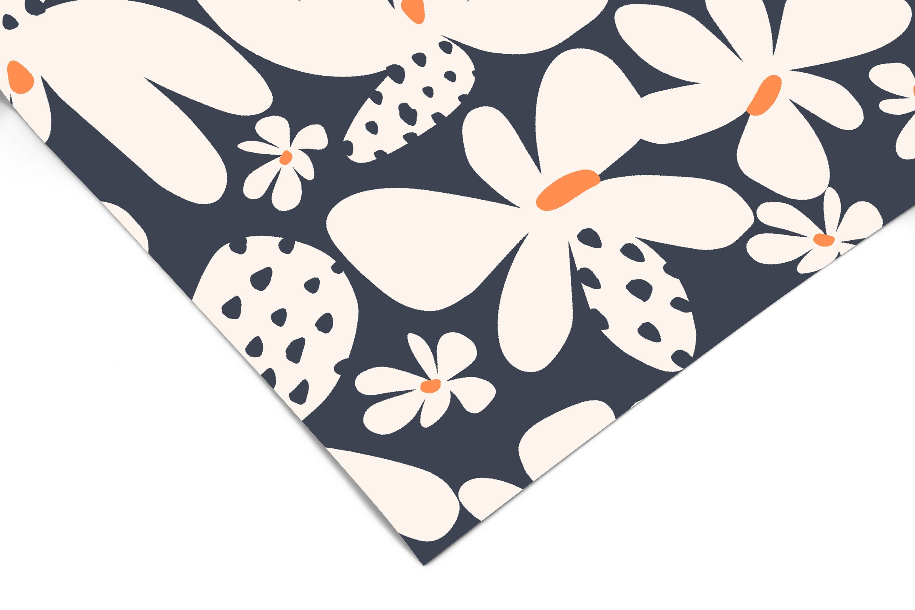 Large Flowers Navy Blue Wallpaper | Girls Nursery Wallpaper | Kids Wallpaper | Childrens Wallpaper | Peel Stick Removable Wallpaper | 367 - James And Colors