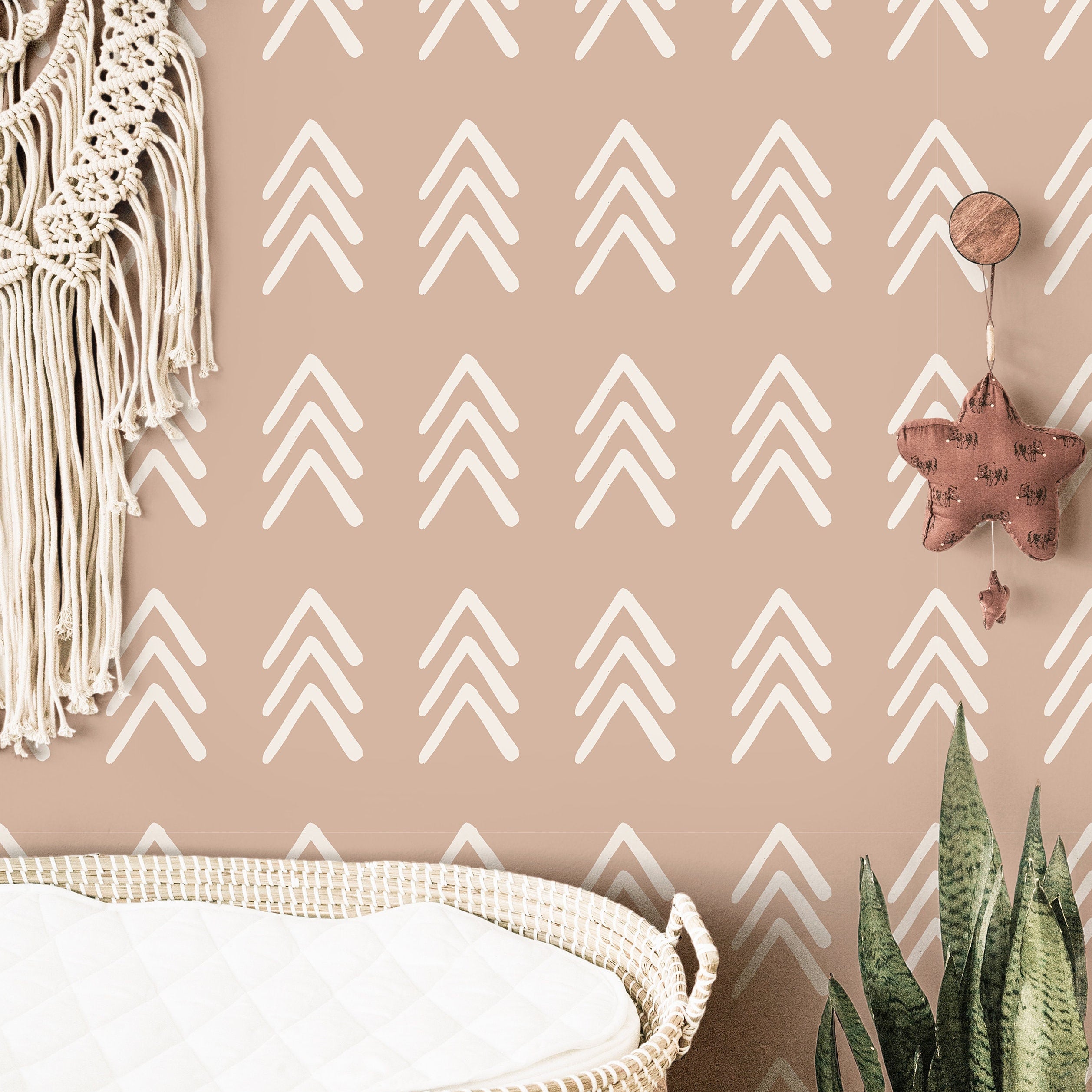 Muted Pink Chevron Wallpaper | Girls Nursery Wallpaper | Kids Wallpaper | Childrens Wallpaper | Peel Stick Removable Wallpaper | 386 - James And Colors