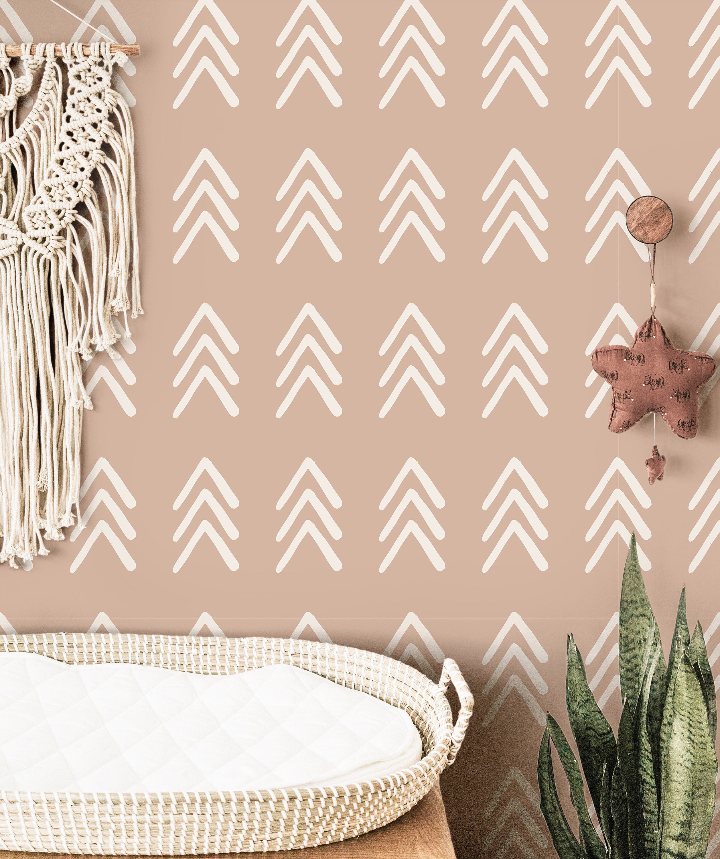 Muted Pink Chevron Wallpaper | Girls Nursery Wallpaper | Kids Wallpaper | Childrens Wallpaper | Peel Stick Removable Wallpaper | 386 - James And Colors