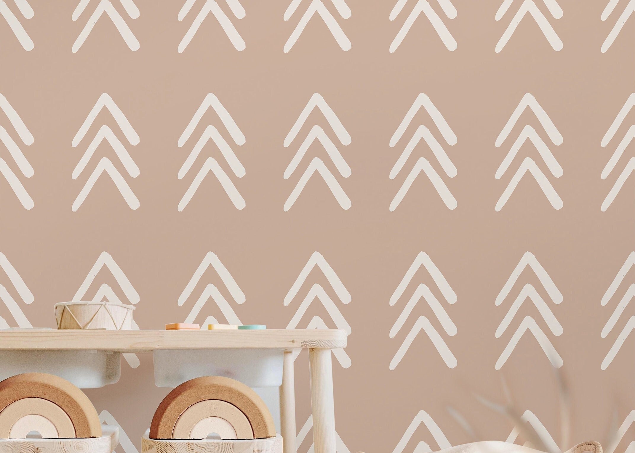 Muted Pink Chevron Wallpaper | Girls Nursery Wallpaper | Kids Wallpaper | Childrens Wallpaper | Peel Stick Removable Wallpaper | 386 - James And Colors