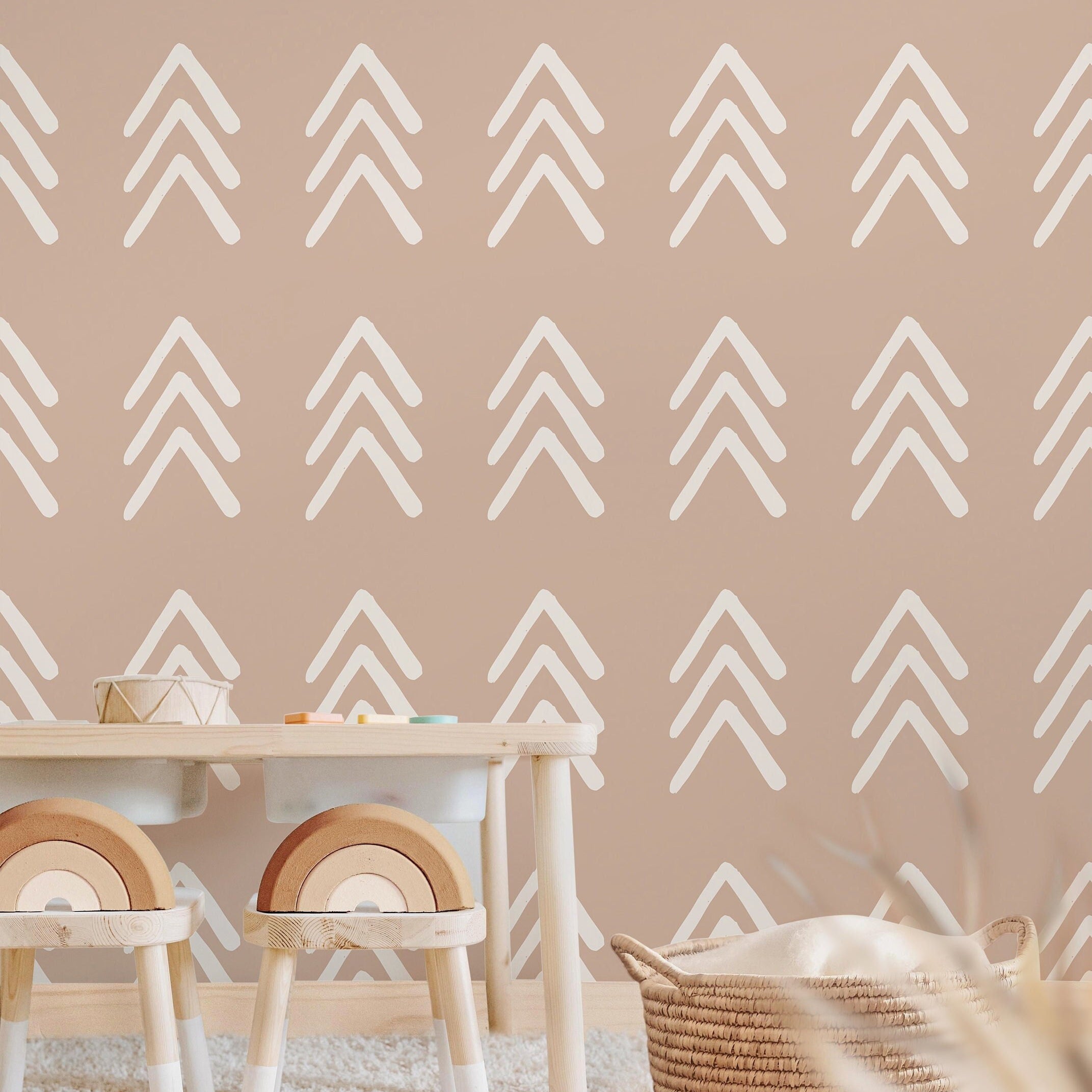 Muted Pink Chevron Wallpaper | Girls Nursery Wallpaper | Kids Wallpaper | Childrens Wallpaper | Peel Stick Removable Wallpaper | 386 - James And Colors