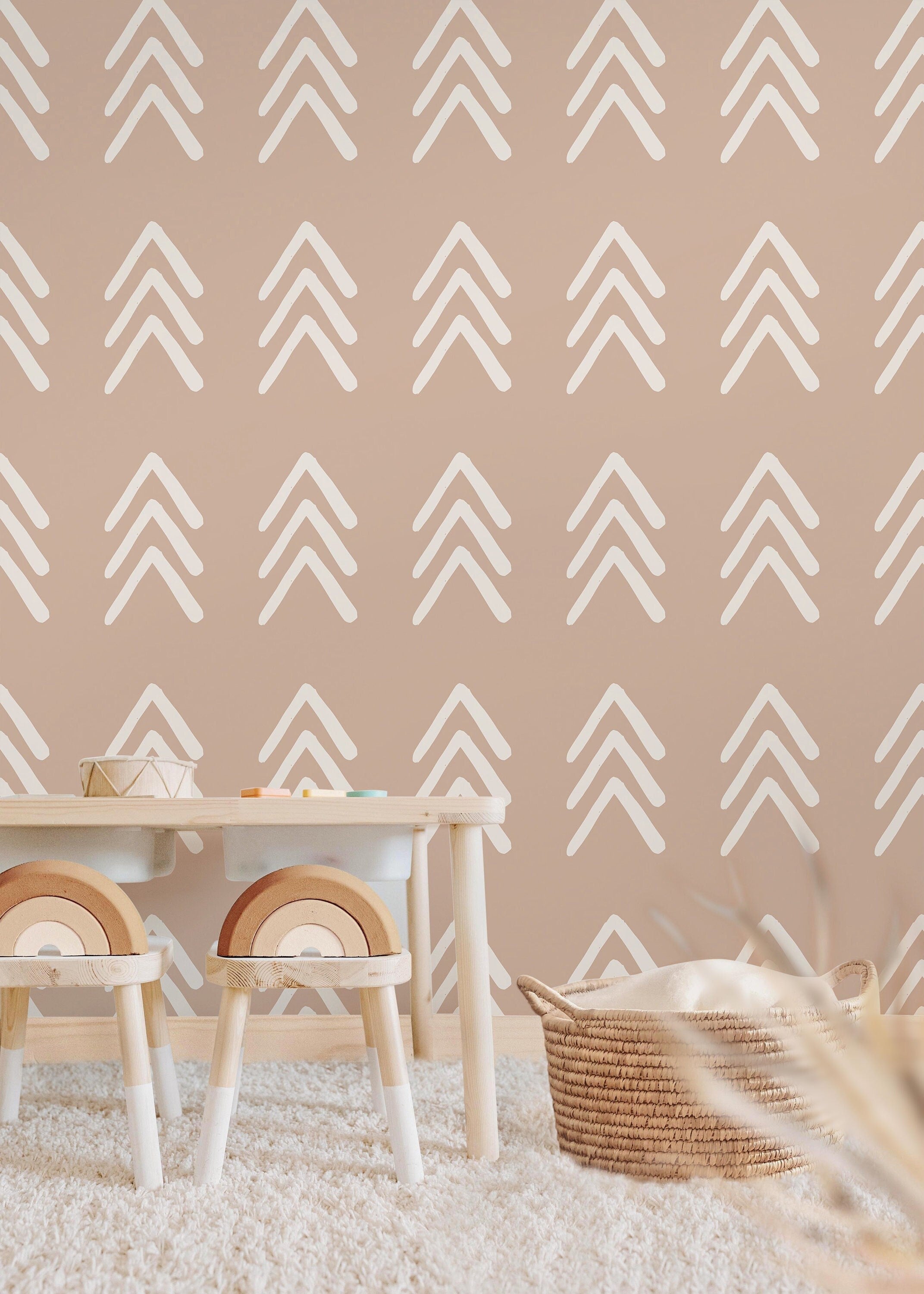 Muted Pink Chevron Wallpaper | Girls Nursery Wallpaper | Kids Wallpaper | Childrens Wallpaper | Peel Stick Removable Wallpaper | 386 - James And Colors