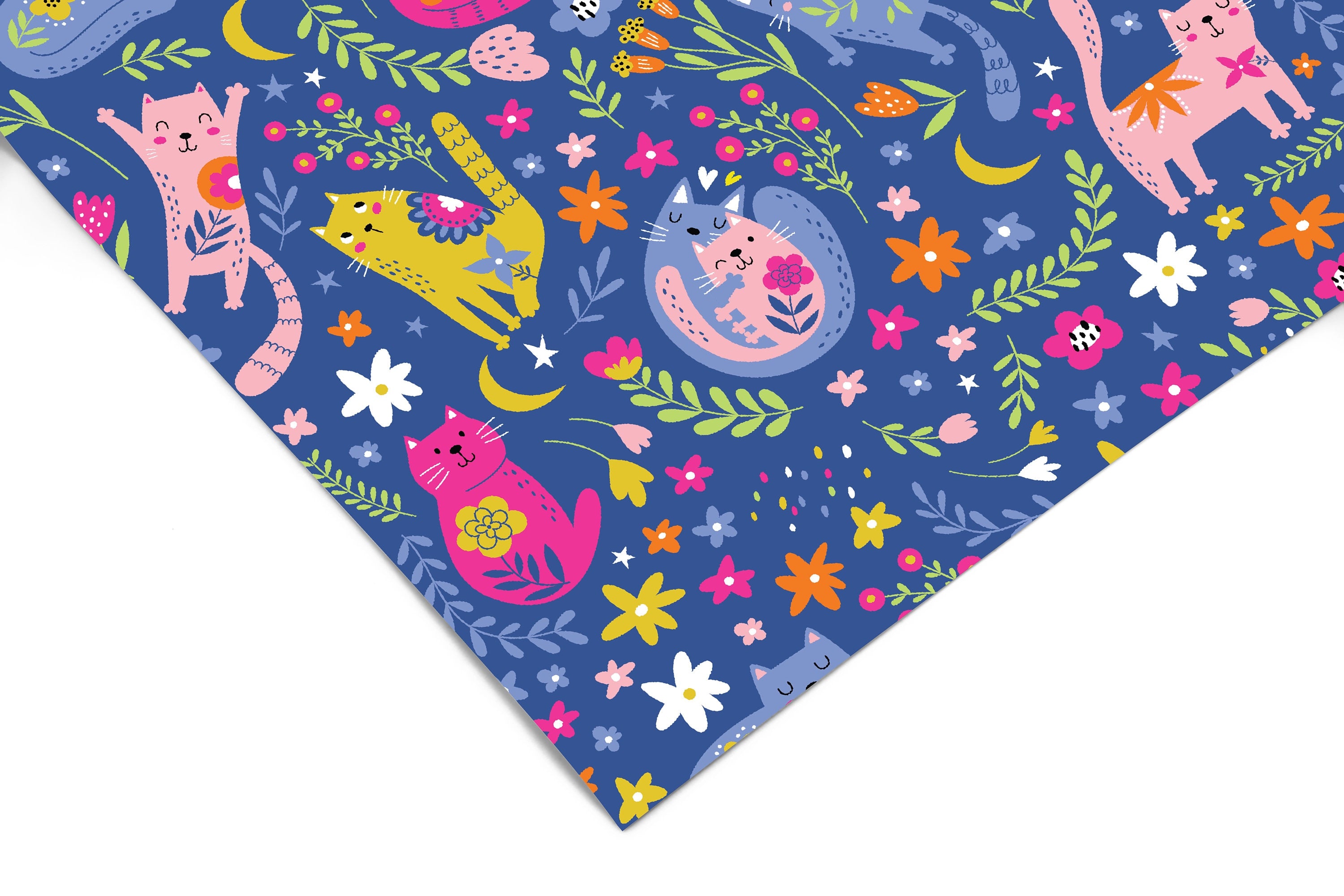 Floral Cat Pattern Contact Paper | Peel And Stick Paper | Removable Wallpaper | Shelf Liner | Drawer Liner | Peel and Stick Wallpaper 1390