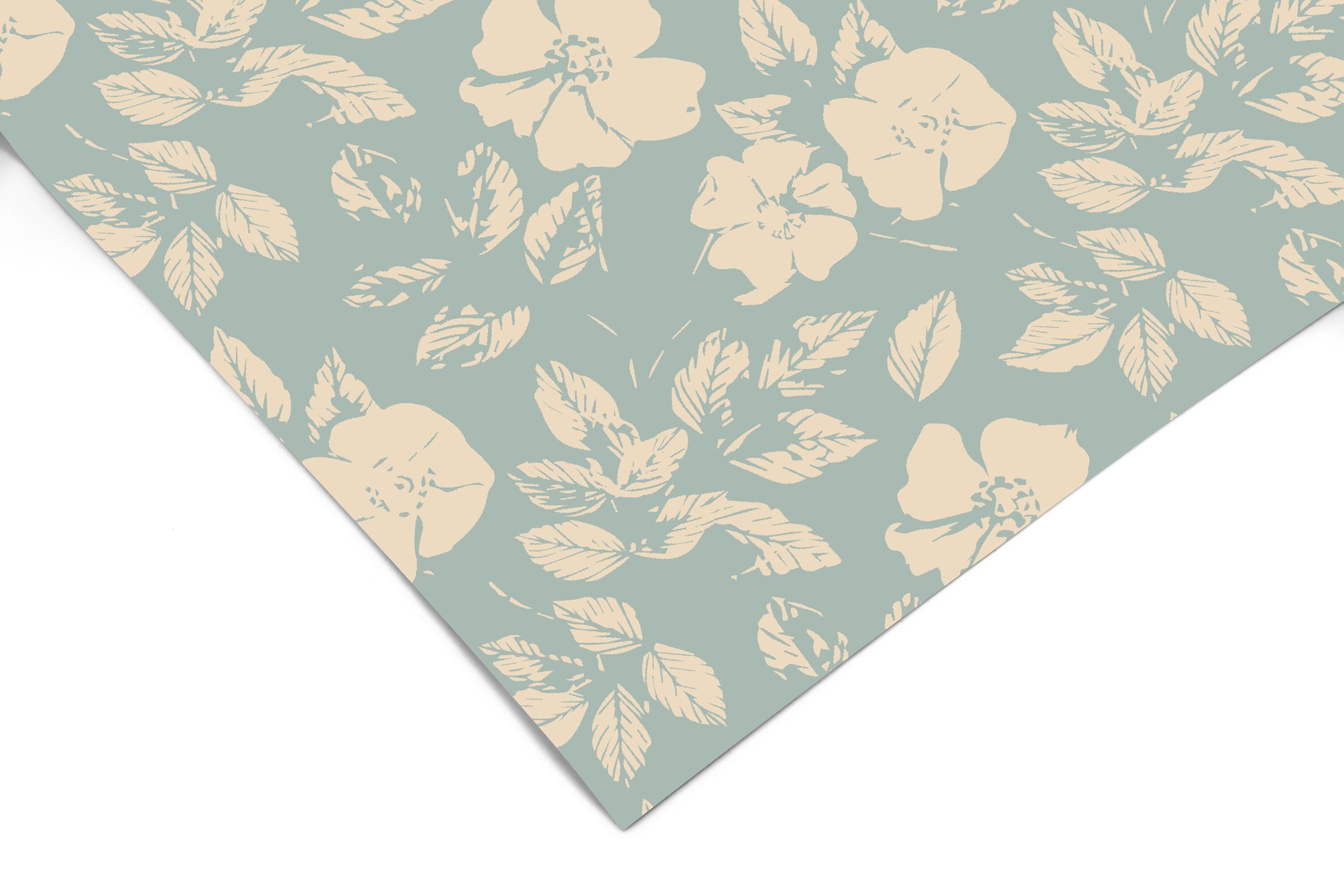Vintage Blue Floral Contact Paper | Peel And Stick Paper | Removable Wallpaper | Shelf Liner | Drawer Liner | Peel and Stick Wallpaper 1426