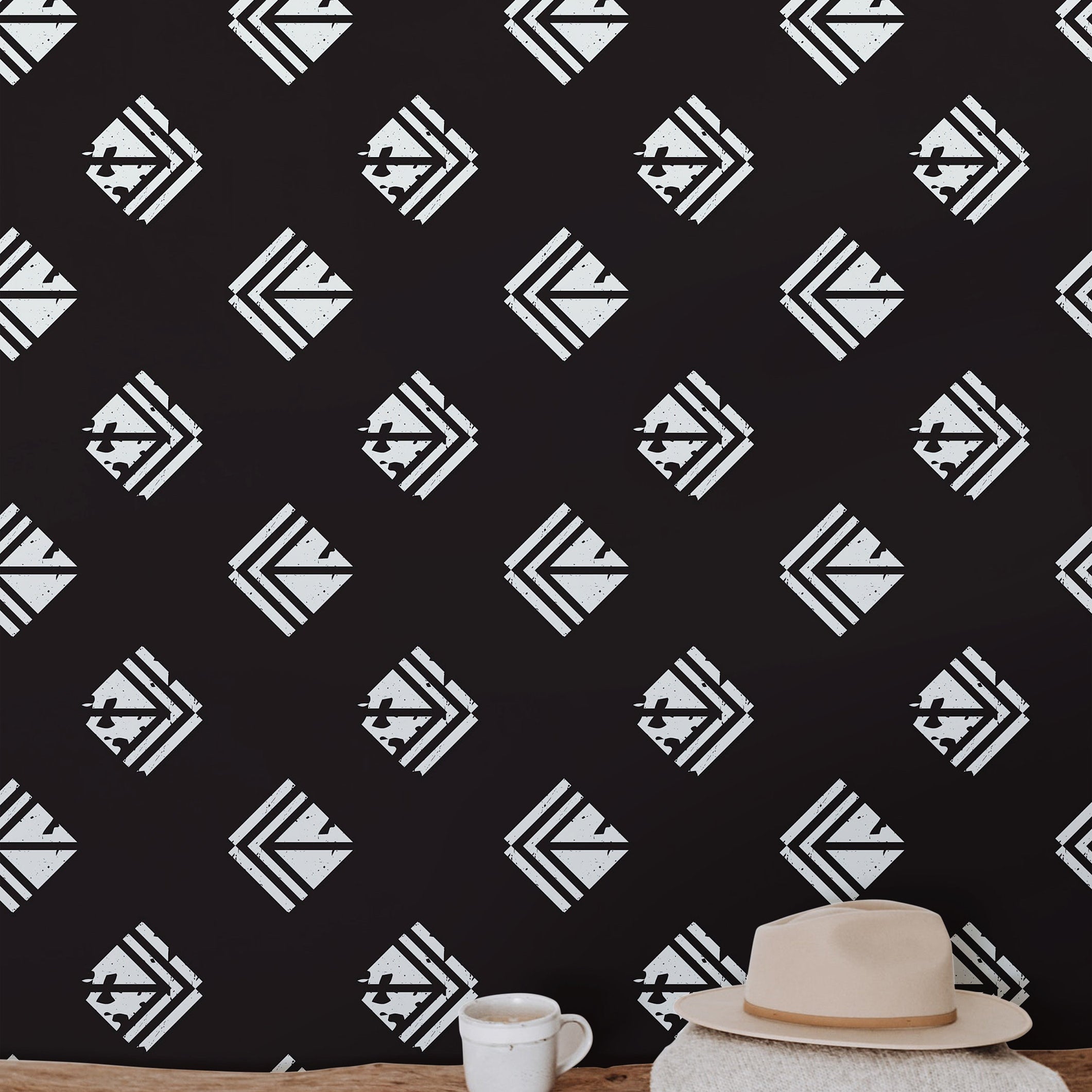 Wallpaper Peel and Stick Wallpaper Black and White Boho Geometric Removable Wallpaper Wall Decor Home Decor Wall Art Room Decor 463 - James And Colors
