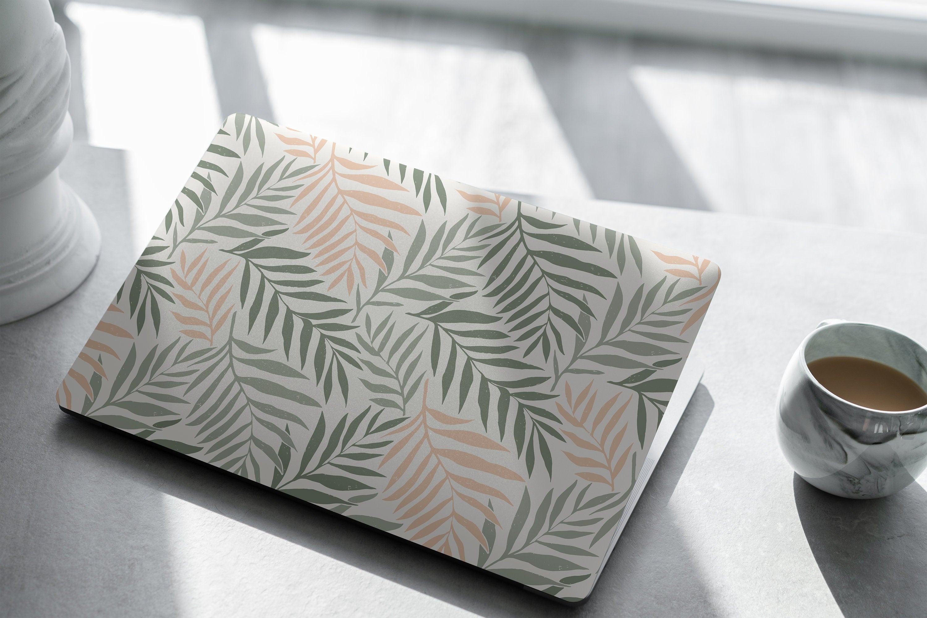 Floral Leaf Pink Laptop Skin, Laptop Cover, Laptop Skins, Removable Laptop Skins, Laptop Decal, Customized Laptop Skin, Laptop Stickers 386