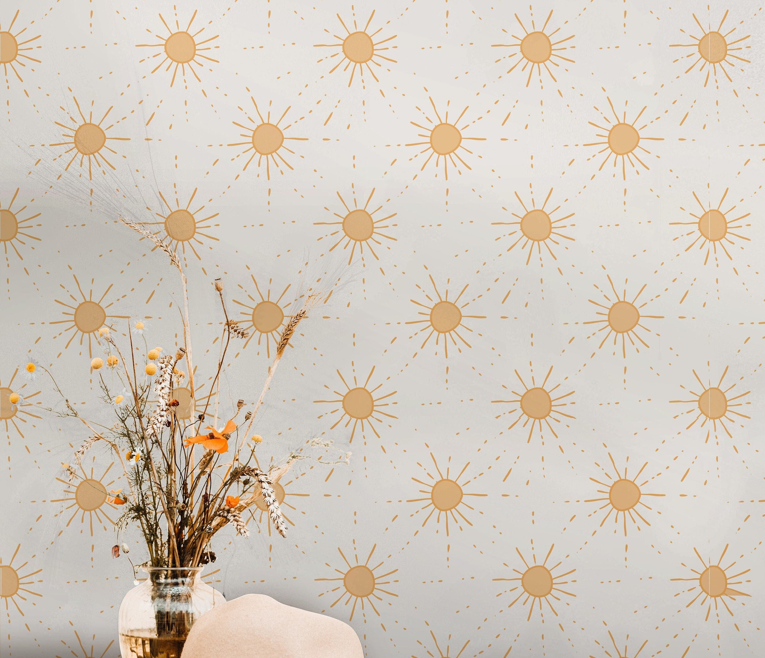 Wallpaper Peel and Stick Wallpaper Boho Sun Burst Removable Wallpaper Wall Decor Home Decor Wall Art Room Decor 418 - James And Colors