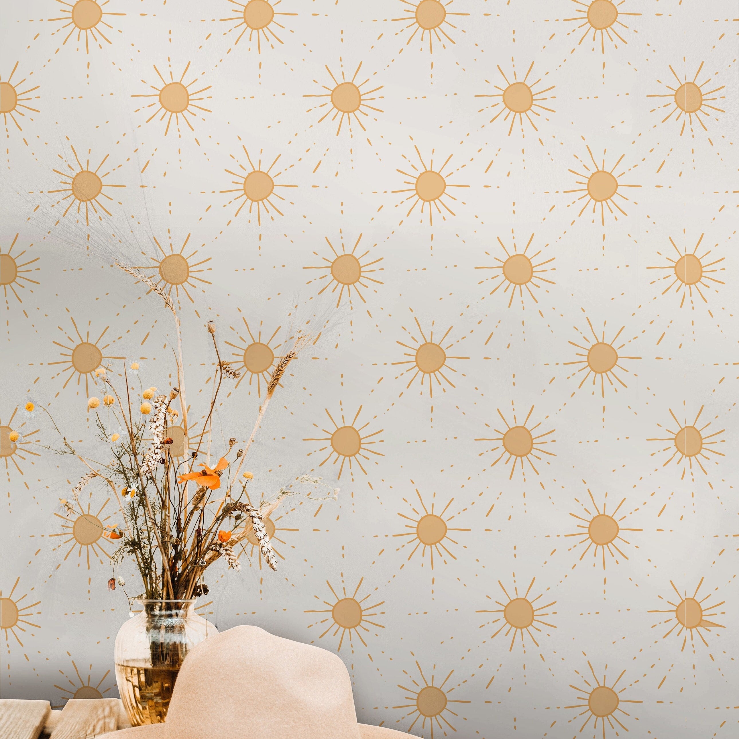 Wallpaper Peel and Stick Wallpaper Boho Sun Burst Removable Wallpaper Wall Decor Home Decor Wall Art Room Decor 418 - James And Colors