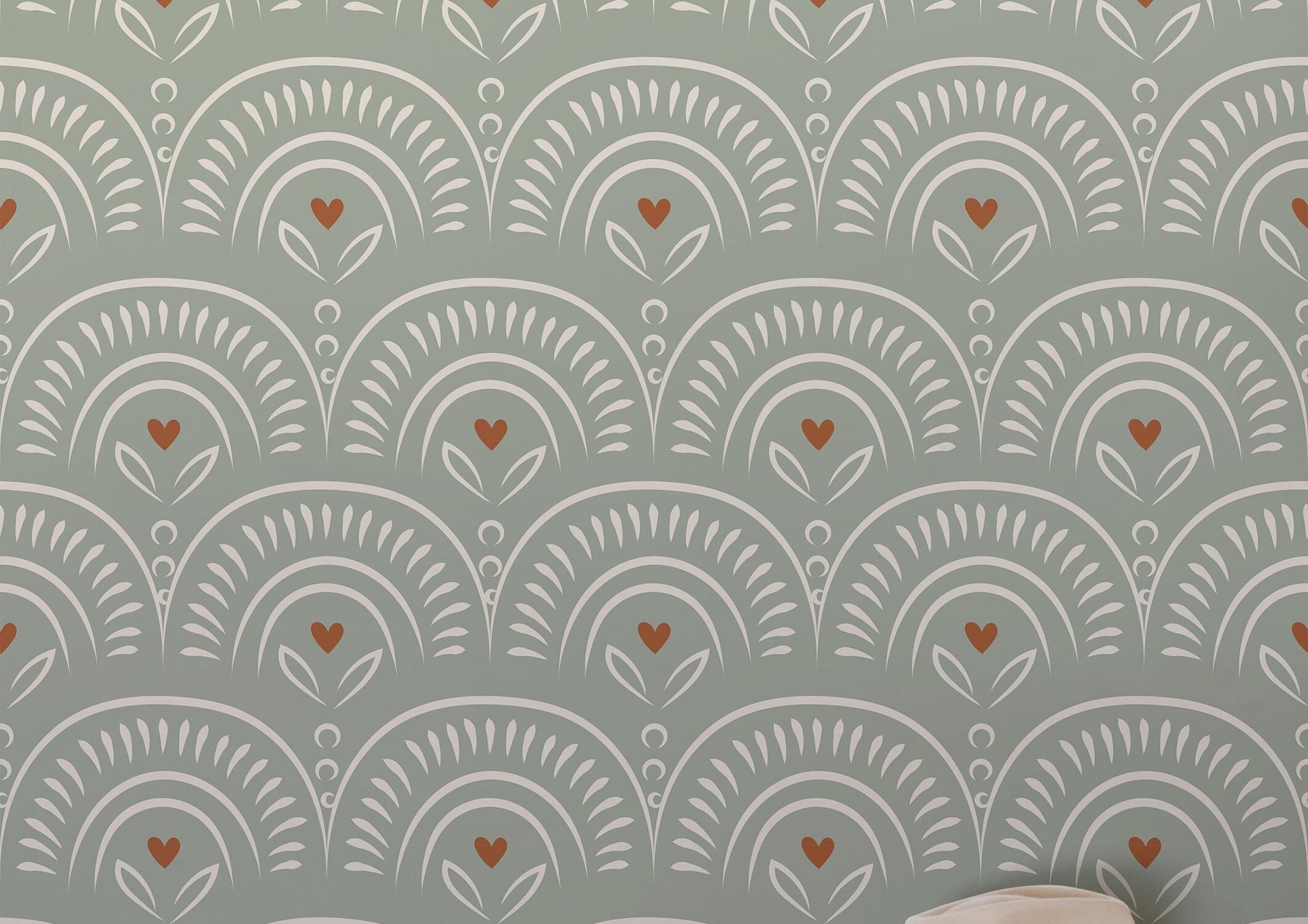 Wallpaper Peel and Stick Wallpaper Sage Green Decorative Boho Pattern Removable Wallpaper Wall Decor Home Decor Wall Art Room Decor 413 - James And Colors