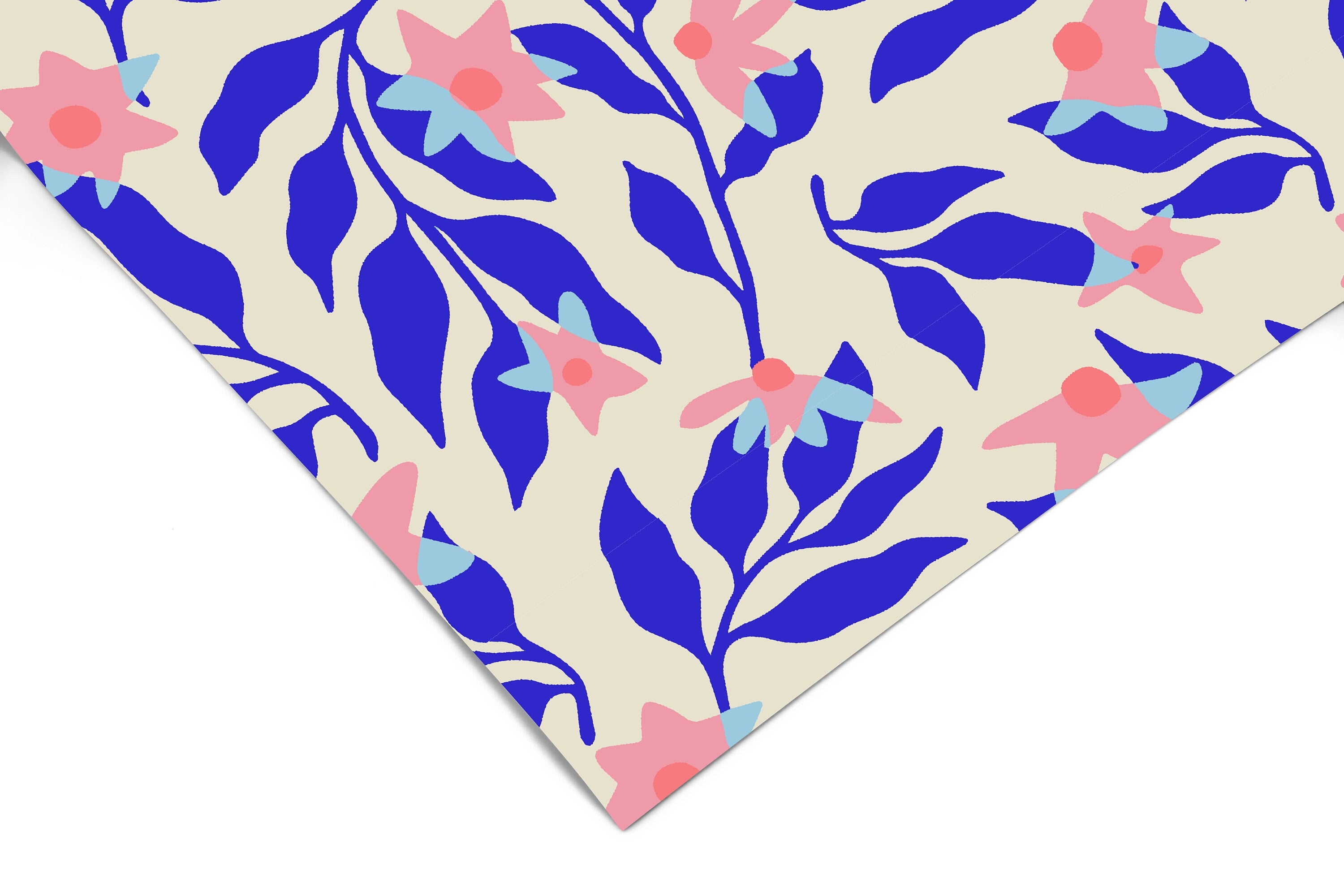 Blue Pink Floral Contact Paper | Peel And Stick Paper | Removable Wallpaper | Shelf Liner | Drawer Liner | Peel and Stick Wallpaper 1437