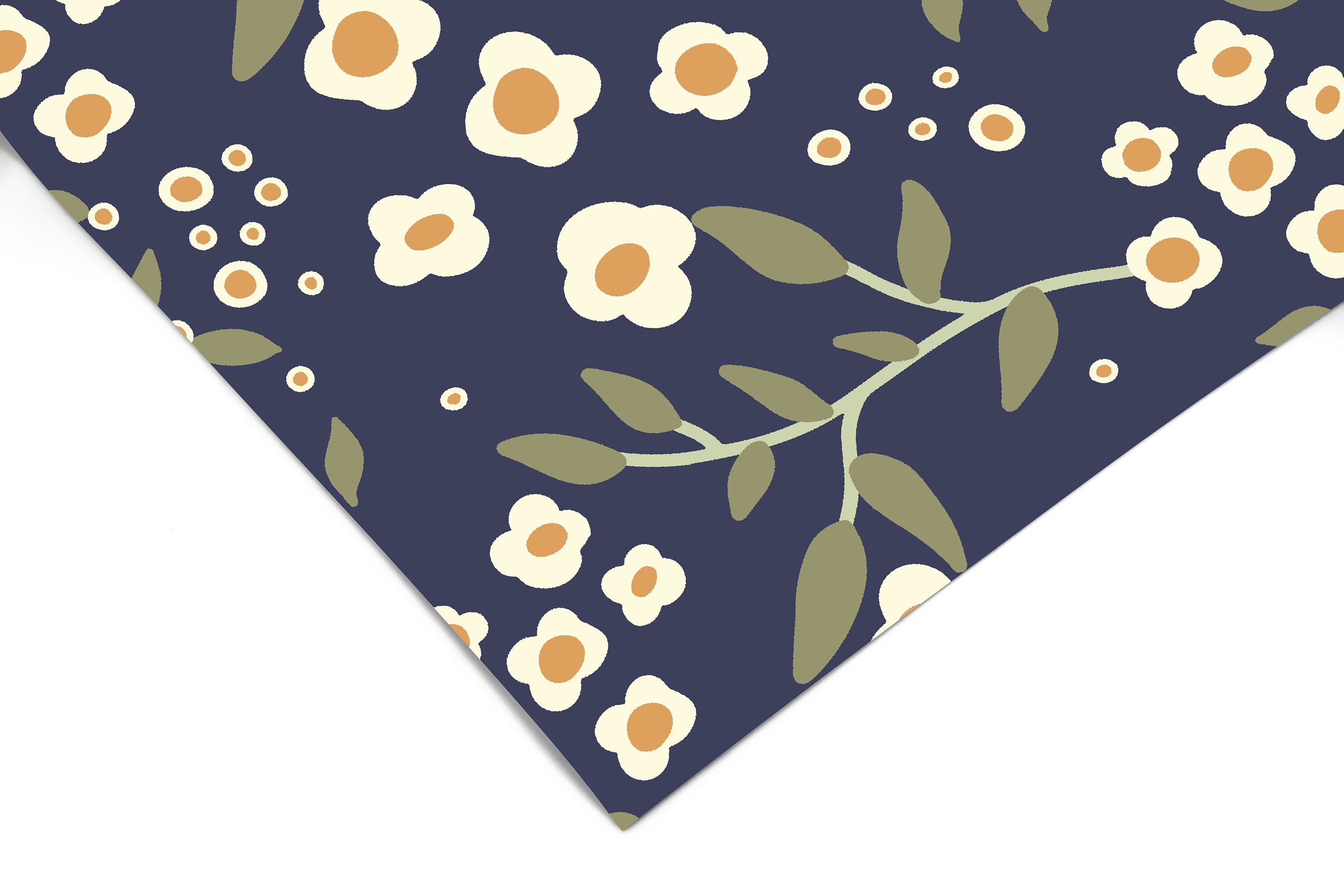 Navy Blue Floral Contact Paper | Peel And Stick Paper | Removable Wallpaper | Shelf Liner | Drawer Liner | Peel and Stick Wallpaper 1432
