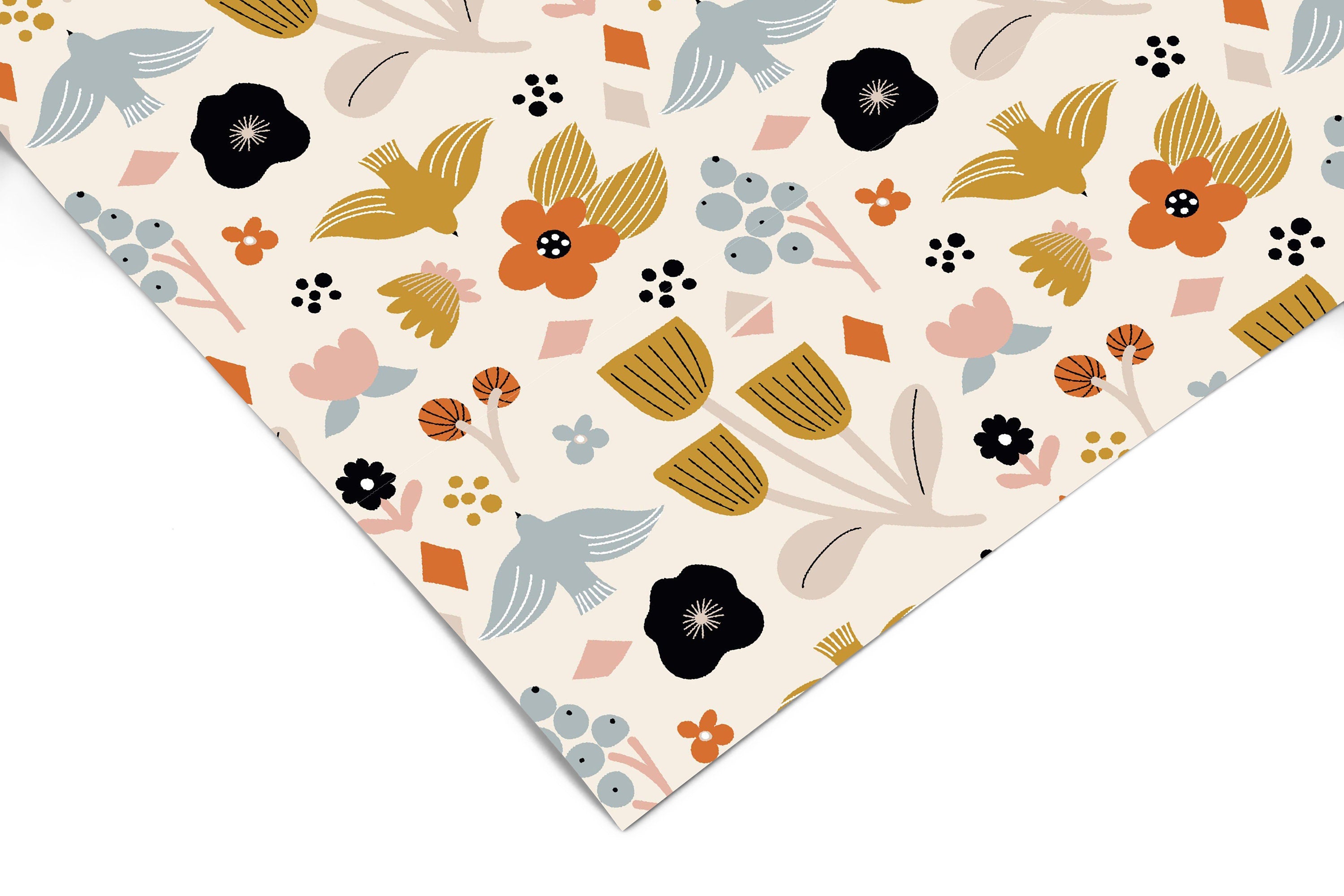 Bird And Floral Contact Paper | Peel And Stick Paper | Removable Wallpaper | Shelf Liner | Drawer Liner | Peel and Stick Wallpaper 1430