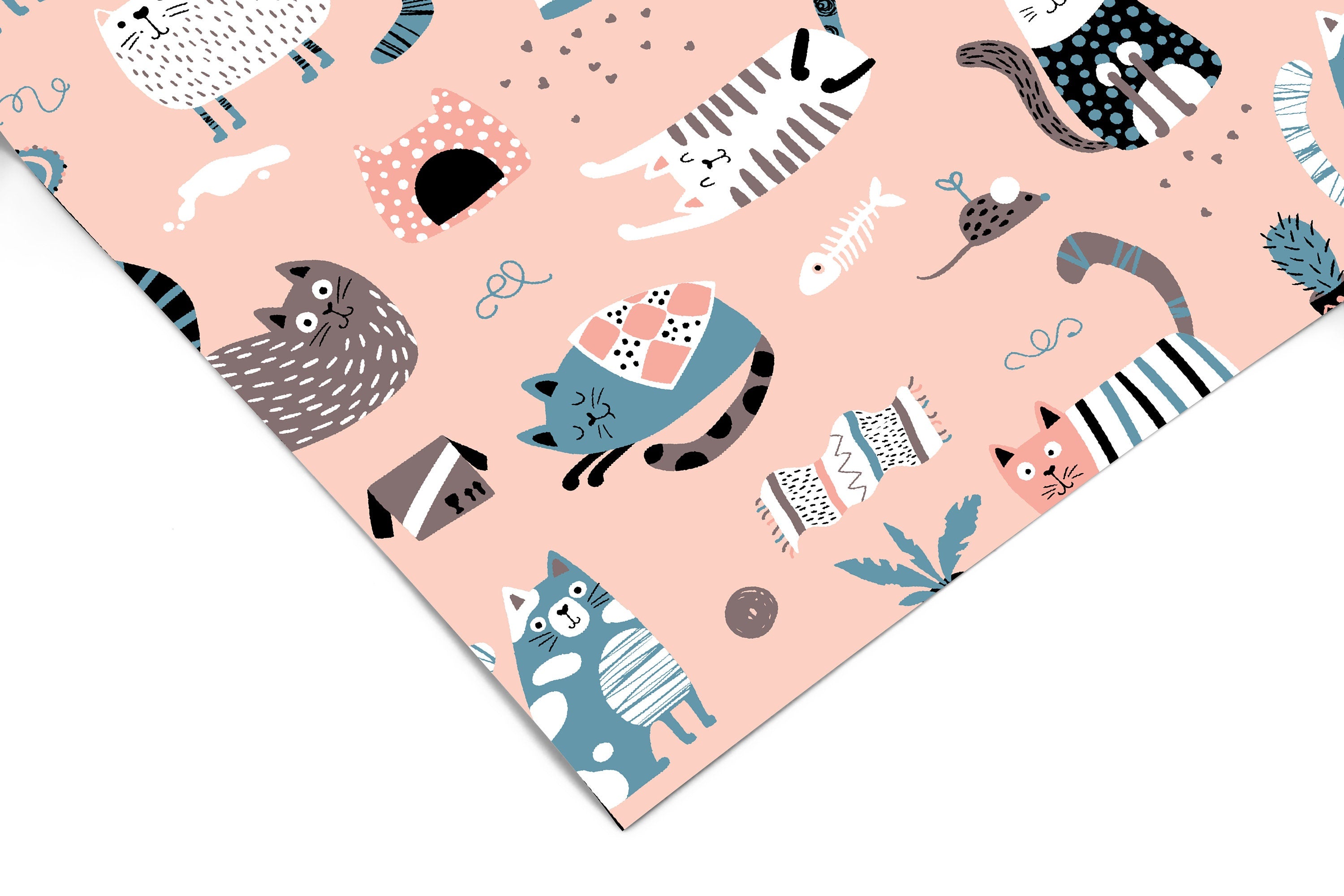 Busy Cats Pink Contact Paper | Peel And Stick Paper | Removable Wallpaper | Shelf Liner | Drawer Liner | Peel and Stick Wallpaper 1409 - James And Colors