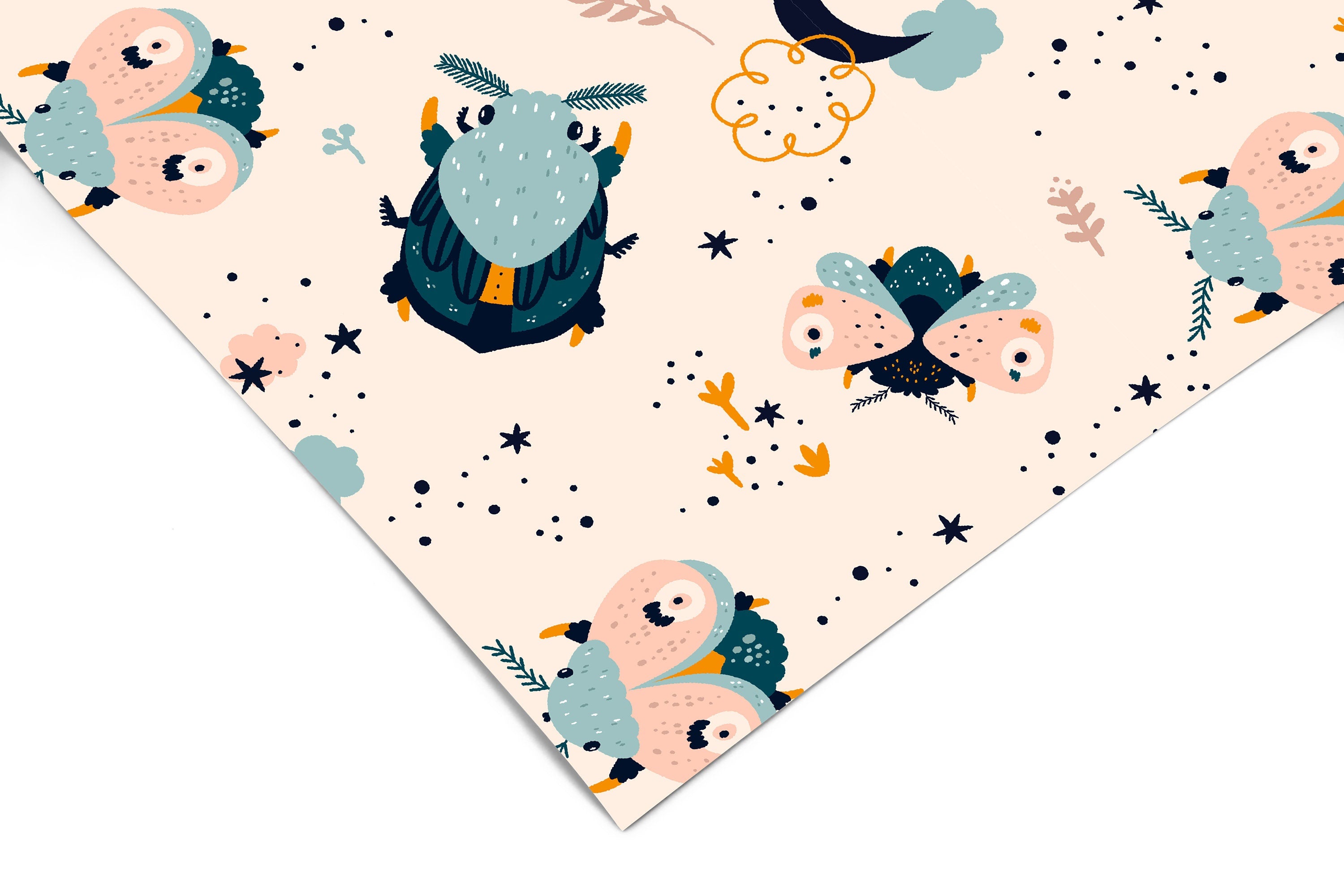 Boho Moth Beetle Contact Paper | Peel And Stick Paper | Removable Wallpaper | Shelf Liner | Drawer Liner | Peel and Stick Wallpaper 1407 - James And Colors