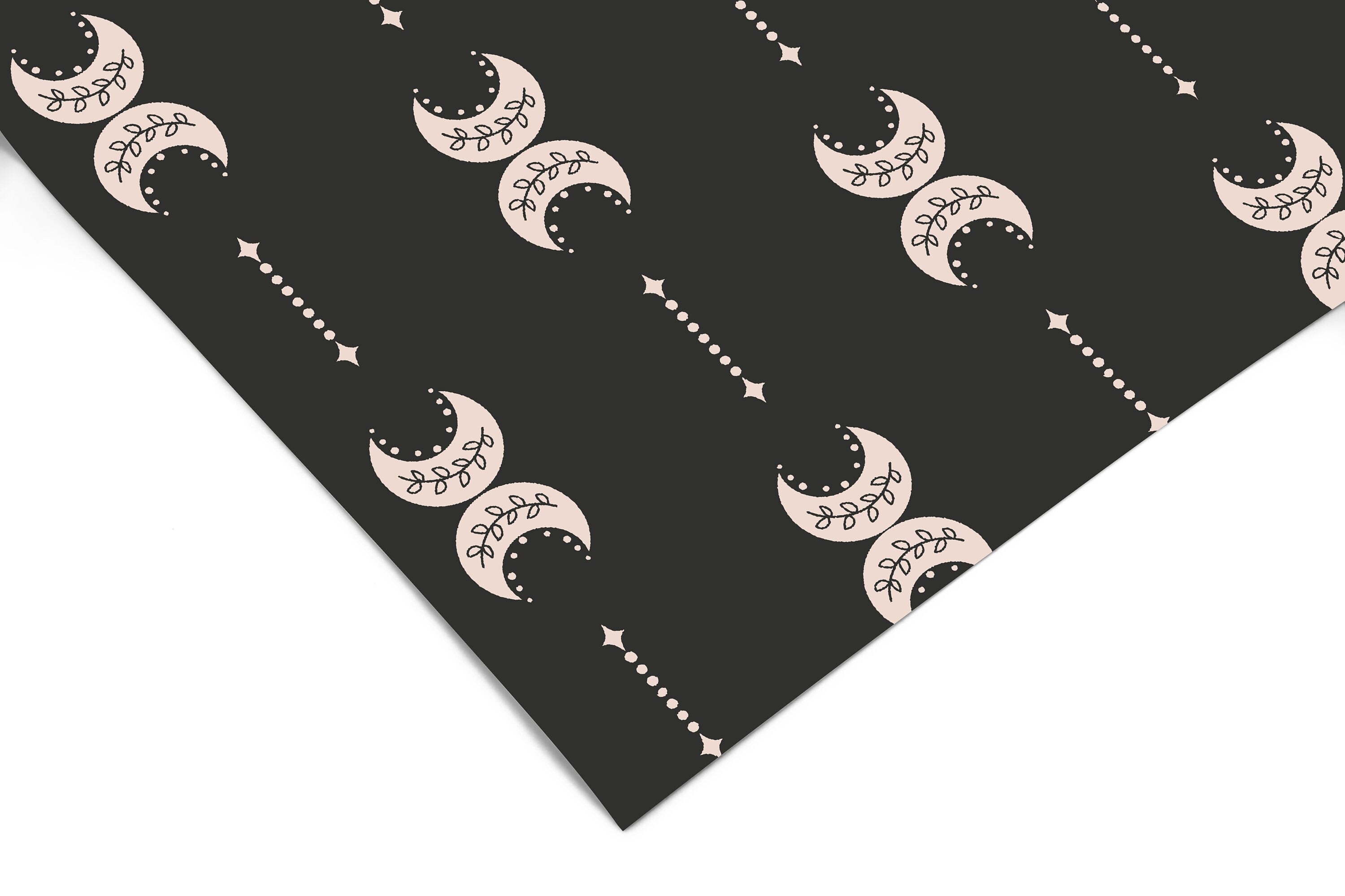 Boho Moons Black Contact Paper | Peel And Stick Wallpaper | Removable Wallpaper | Shelf Liner | Drawer Liner | Peel and Stick Paper 1446 - James And Colors