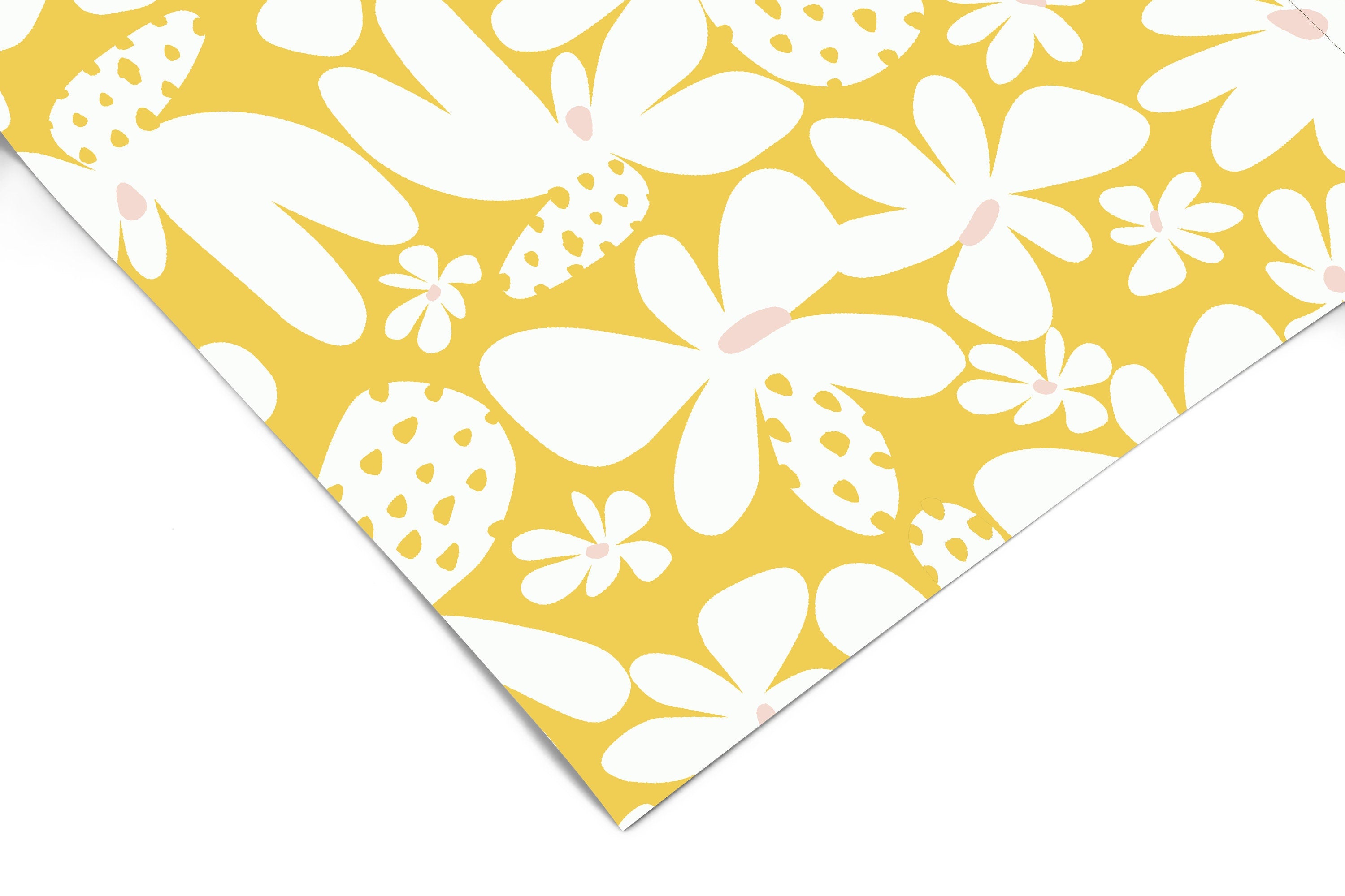 Retro Floral Yellow Contact Paper | Peel And Stick Wallpaper | Removable Wallpaper | Shelf Liner | Drawer Liner | Peel and Stick Paper 1442