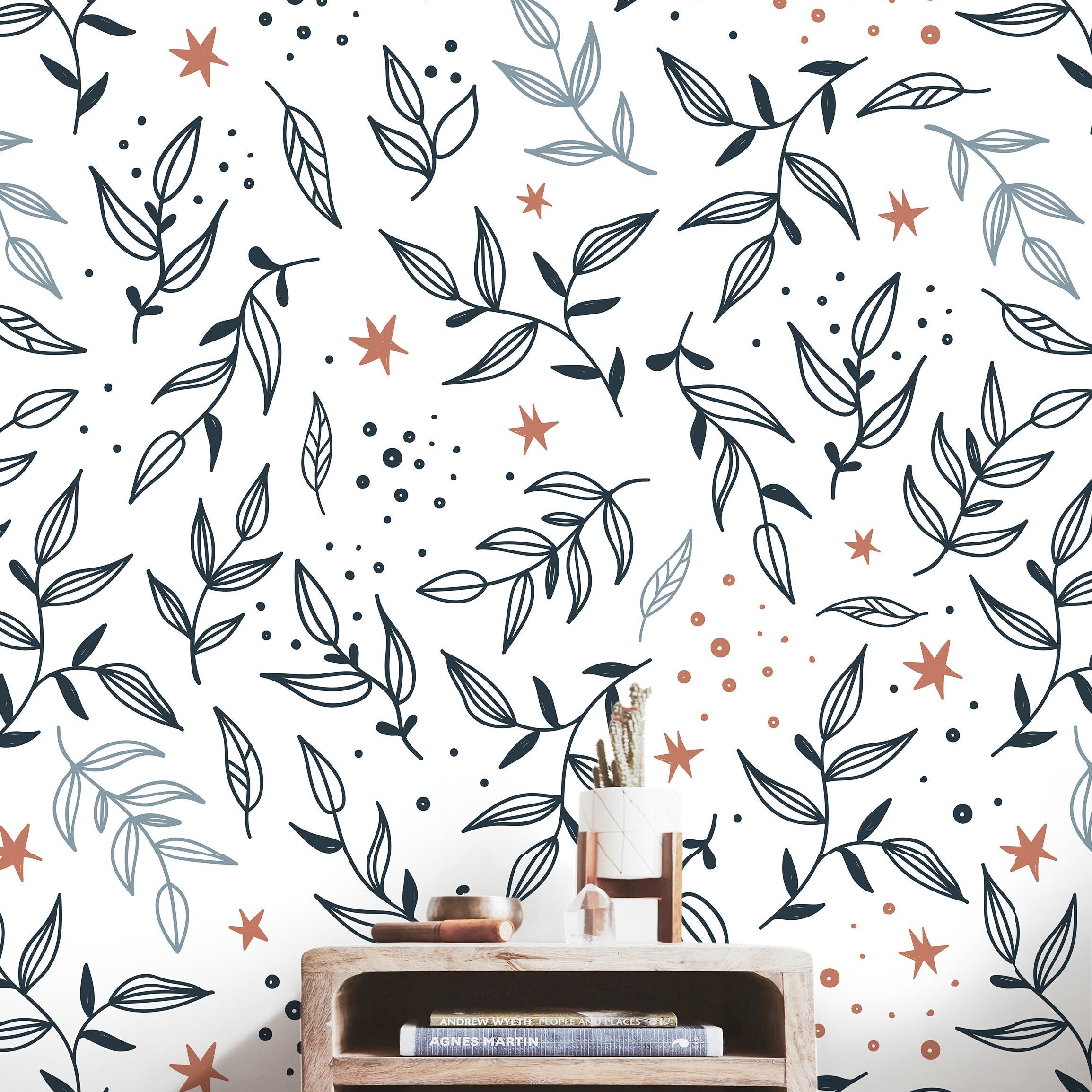 Wallpaper Peel and Stick Wallpaper Mystic Floral Boho Leaves Removable Wallpaper Wall Decor Home Decor Wall Art Room Decor 458