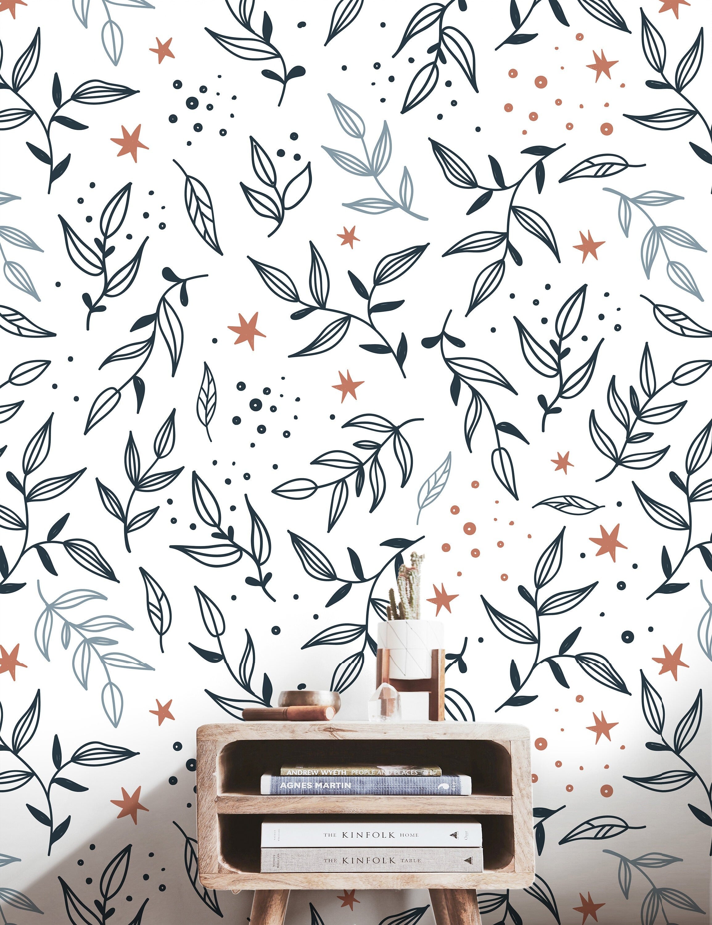 Wallpaper Peel and Stick Wallpaper Mystic Floral Boho Leaves Removable Wallpaper Wall Decor Home Decor Wall Art Room Decor 458