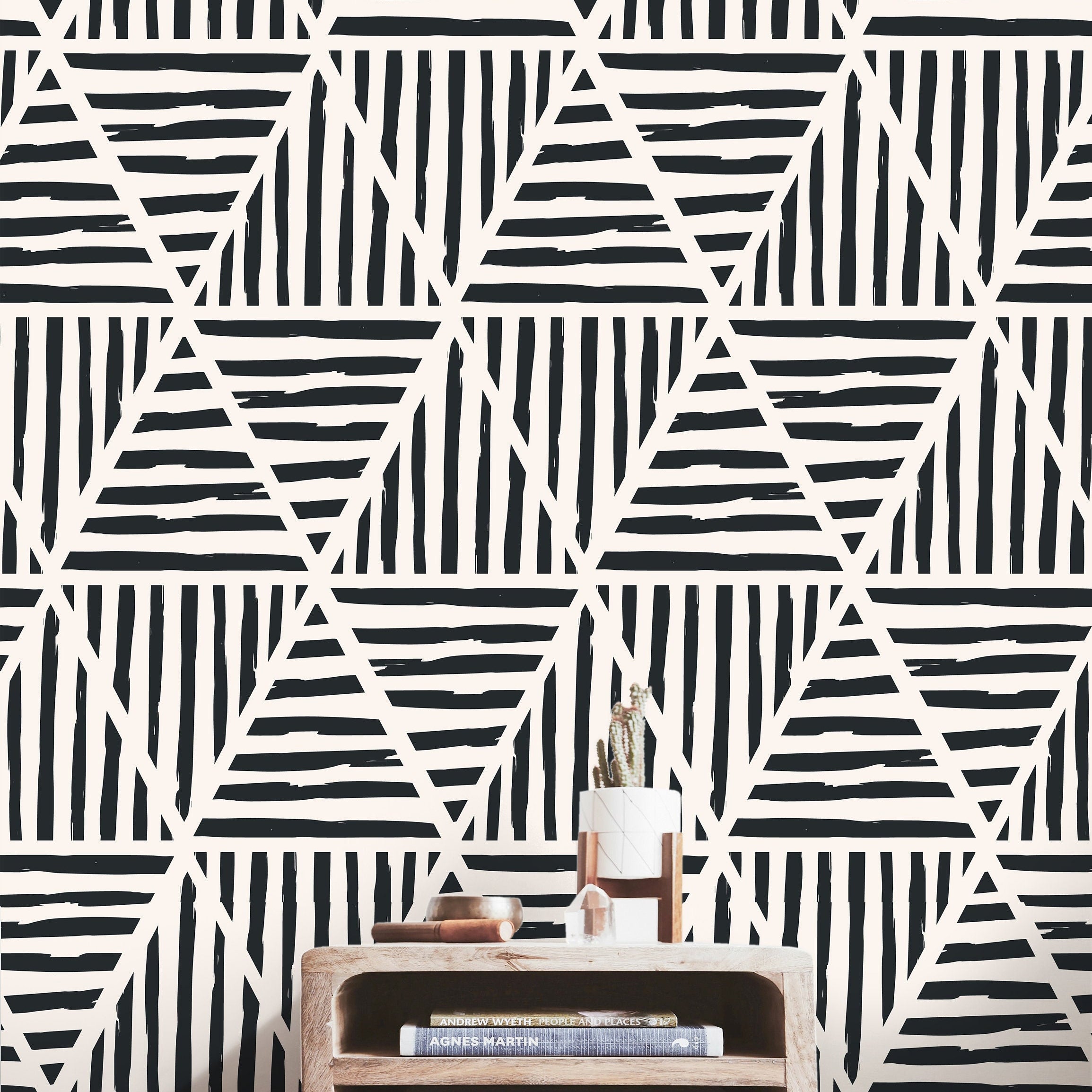 Wallpaper Peel and Stick Wallpaper Black and Cream Modern Geometric Boho Removable Wallpaper Wall Decor Home Decor Wall Art Room Decor 462 - James And Colors
