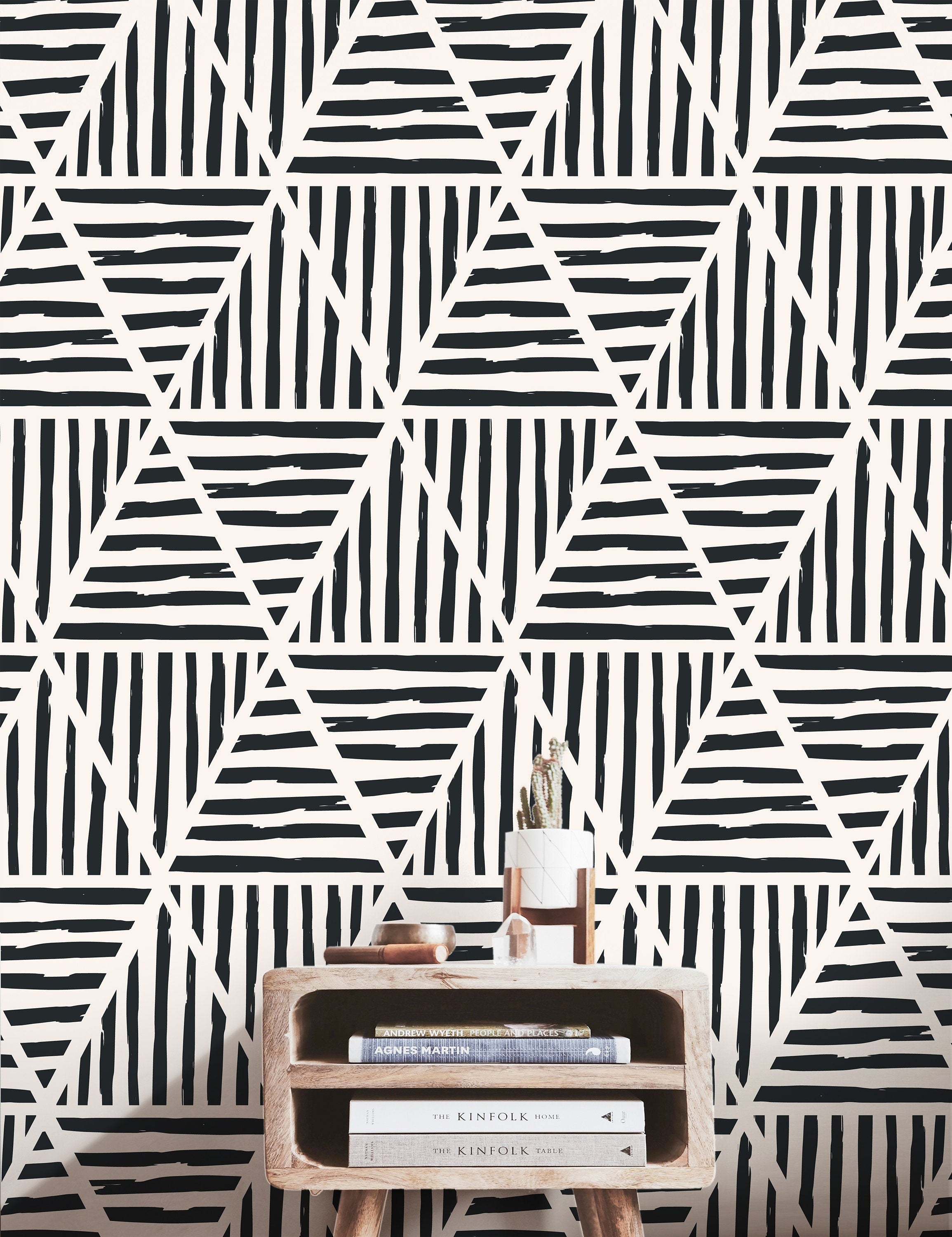 Wallpaper Peel and Stick Wallpaper Black and Cream Modern Geometric Boho Removable Wallpaper Wall Decor Home Decor Wall Art Room Decor 462 - James And Colors
