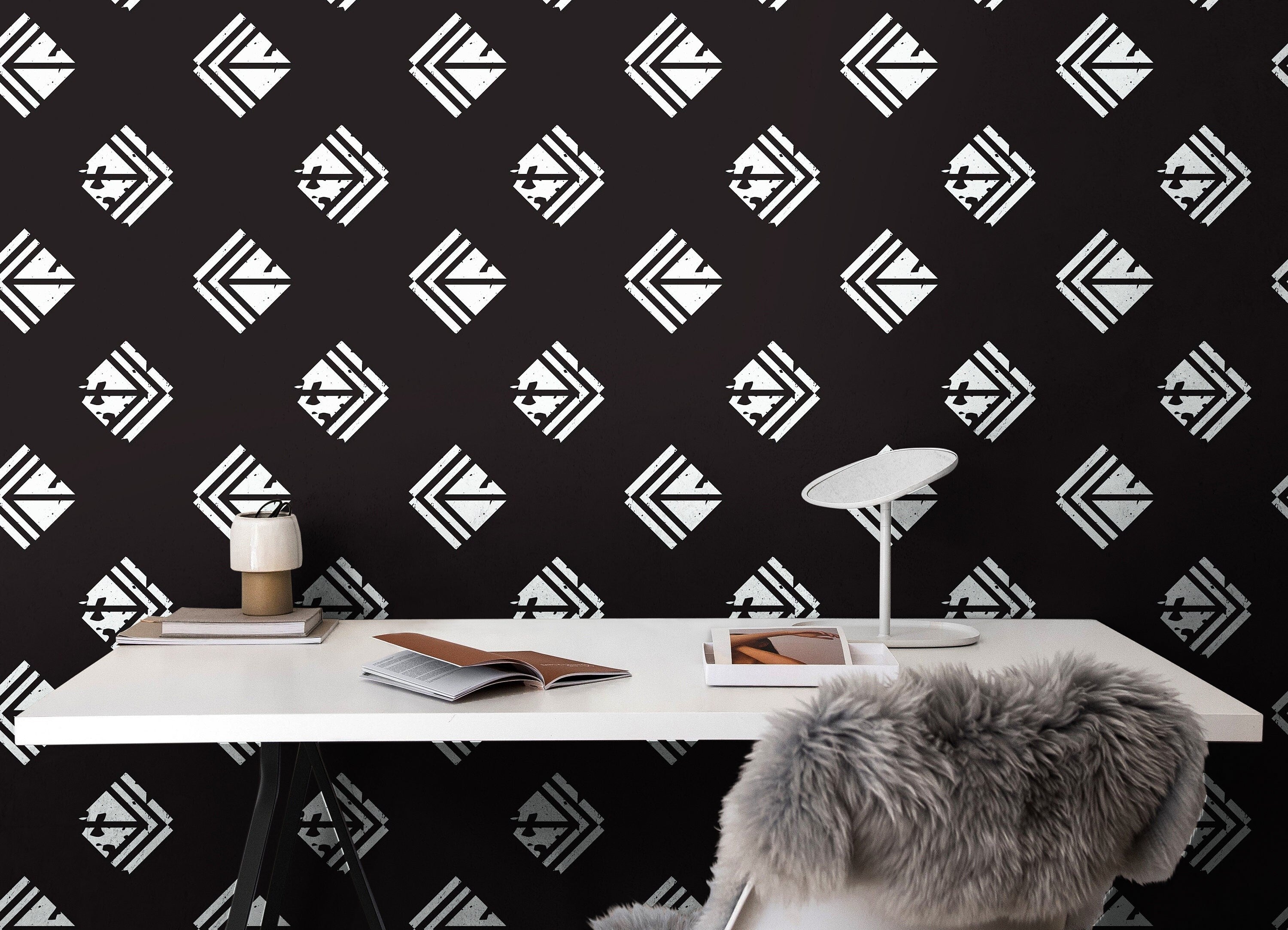 Wallpaper Peel and Stick Wallpaper Black and White Boho Geometric Removable Wallpaper Wall Decor Home Decor Wall Art Room Decor 463 - James And Colors