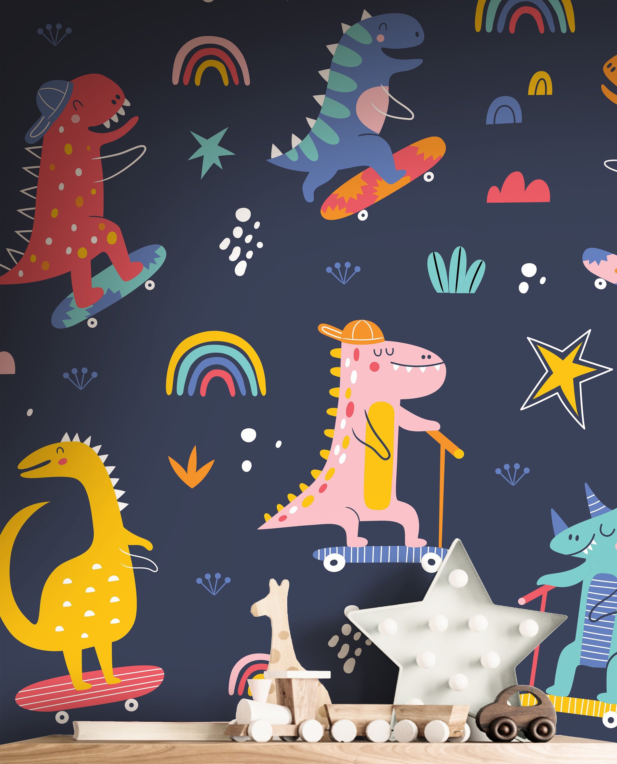 Removable Dudes Dinosaur Wallpaper | Boys Nursery Wallpaper | Kids Wallpaper | Childrens Wallpaper | Peel Stick Wallpaper | Boys Room | 468 - James And Colors