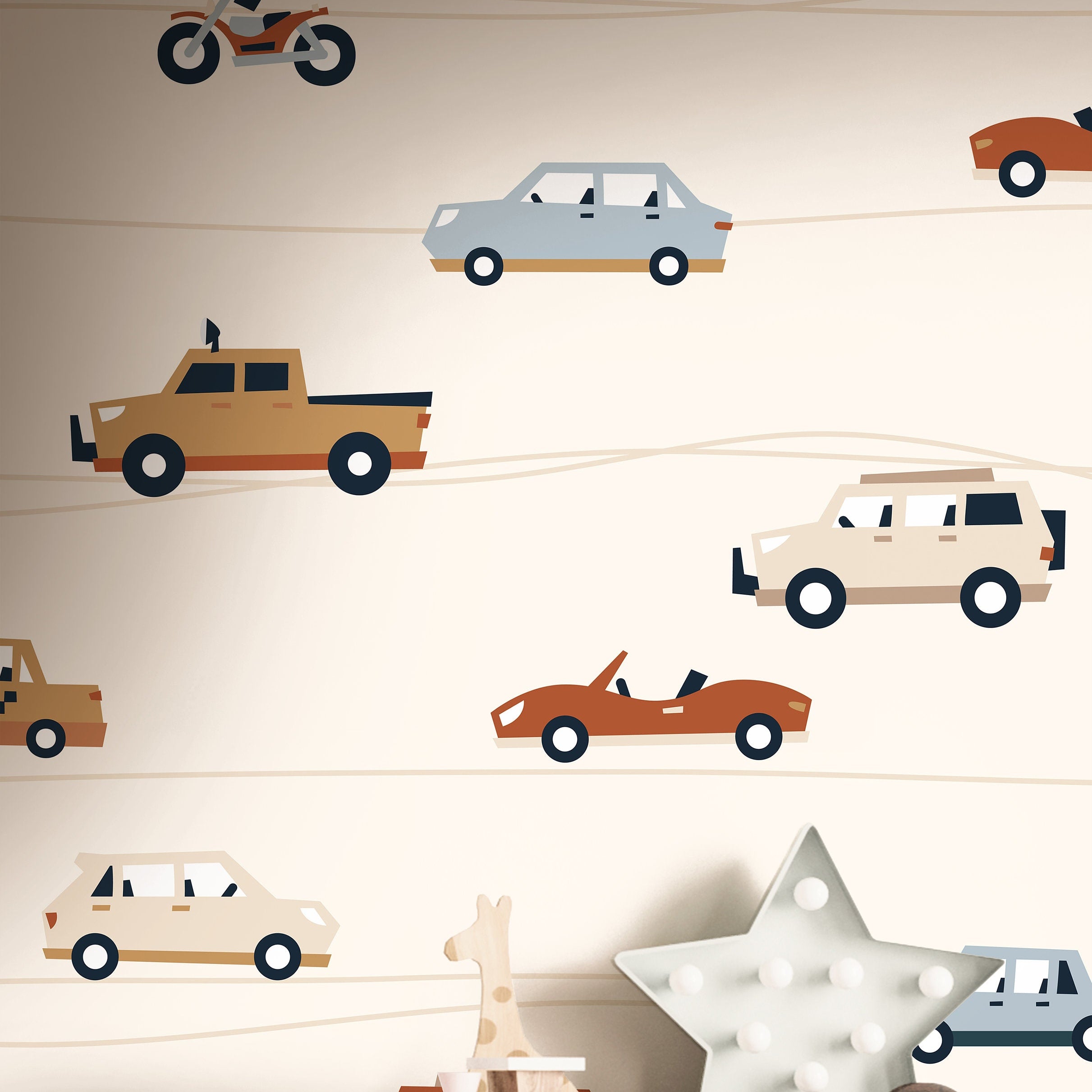 Removable Cars Trucks Wallpaper | Boys Nursery Wallpaper | Kids Wallpaper | Childrens Wallpaper | Peel Stick Wallpaper | Boys Room | 455 - James And Colors
