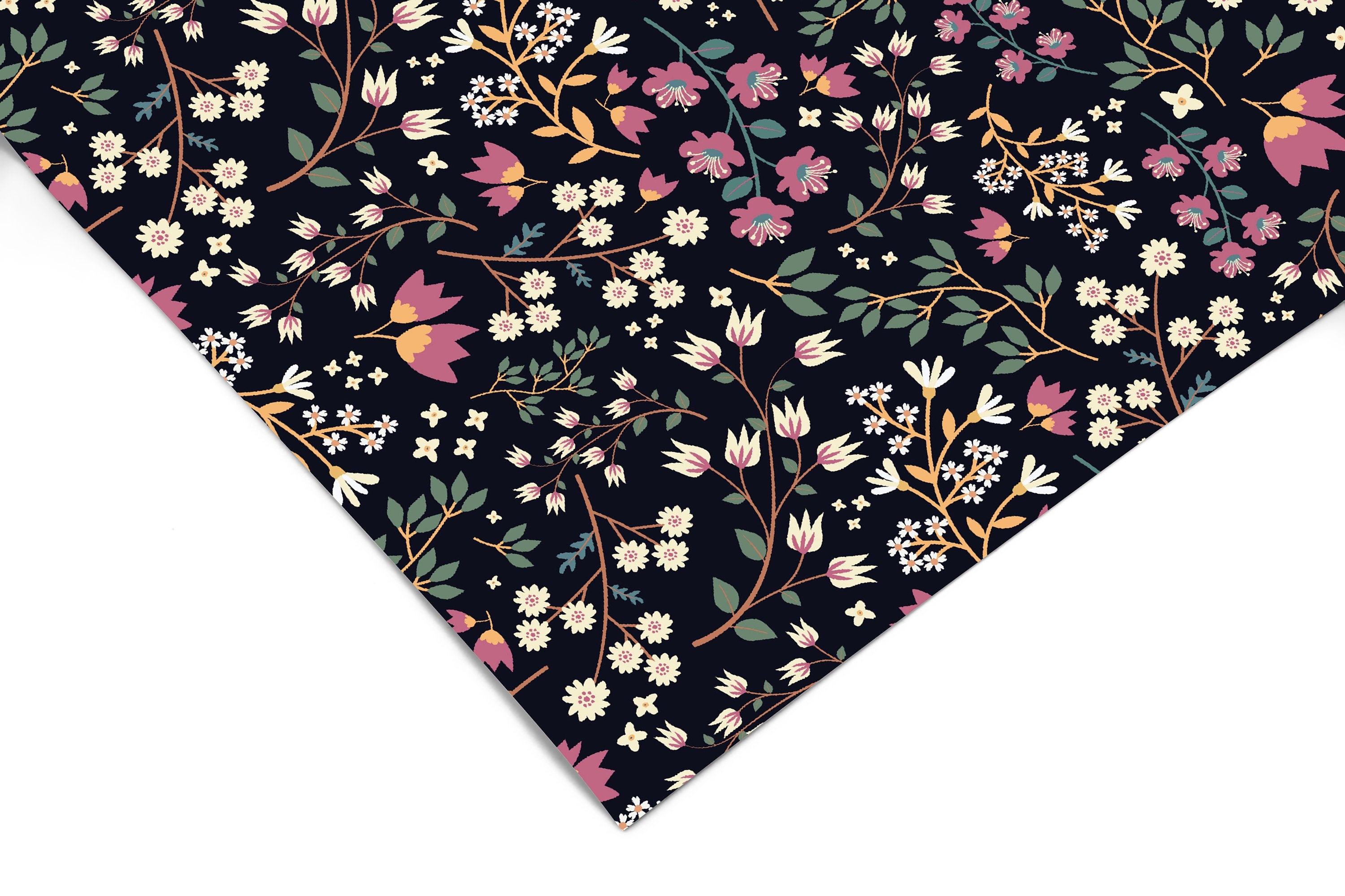 Little Florals Dark Contact Paper | Peel And Stick Wallpaper | Removable Wallpaper | Shelf Liner | Drawer Liner | Peel and Stick Paper 1451